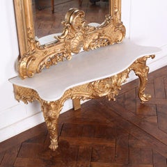 19th Century Rococo Carved Gilt Pier Mirror and Console