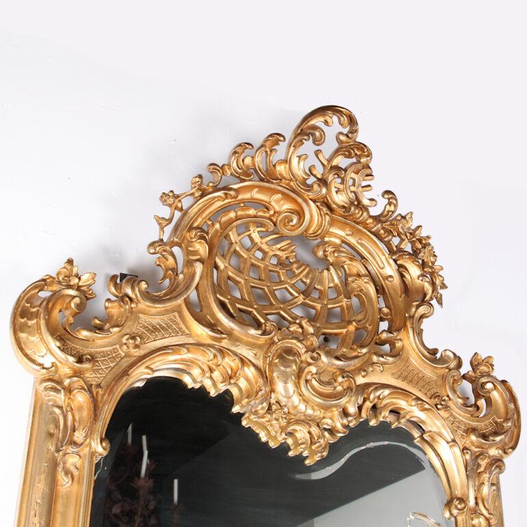 French 19th Century Rococo Carved Gilt Pier Mirror and Console