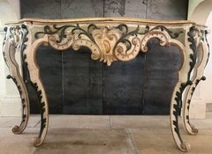 19th Century Rococo Console Marble Top Table
