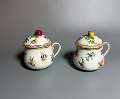 19th Century Rococo Dresden Helena Wolfsohn Two Créme cups