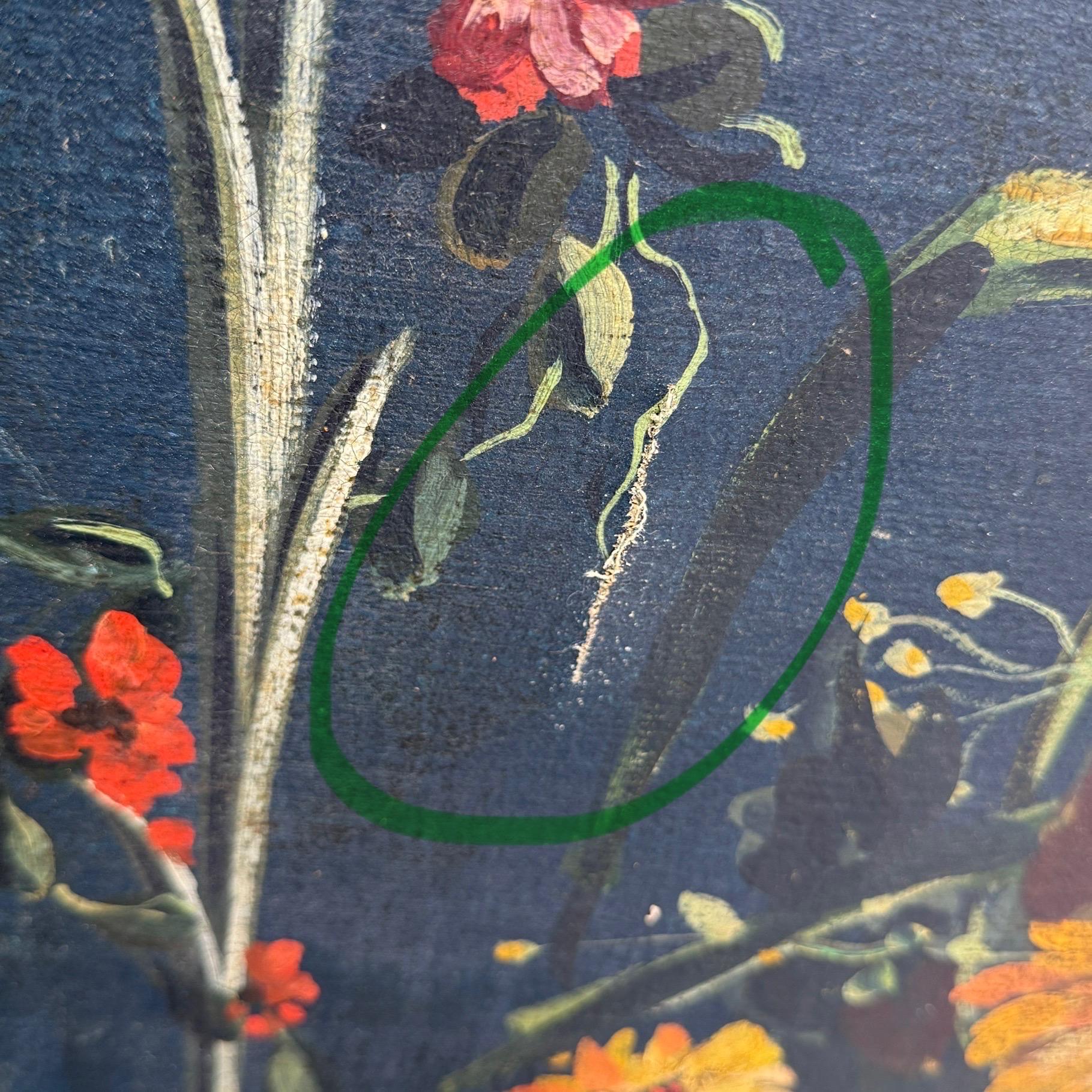 Paravent à quatre panneaux peints de motifs floraux du 19e siècle, de style rococo en vente 11