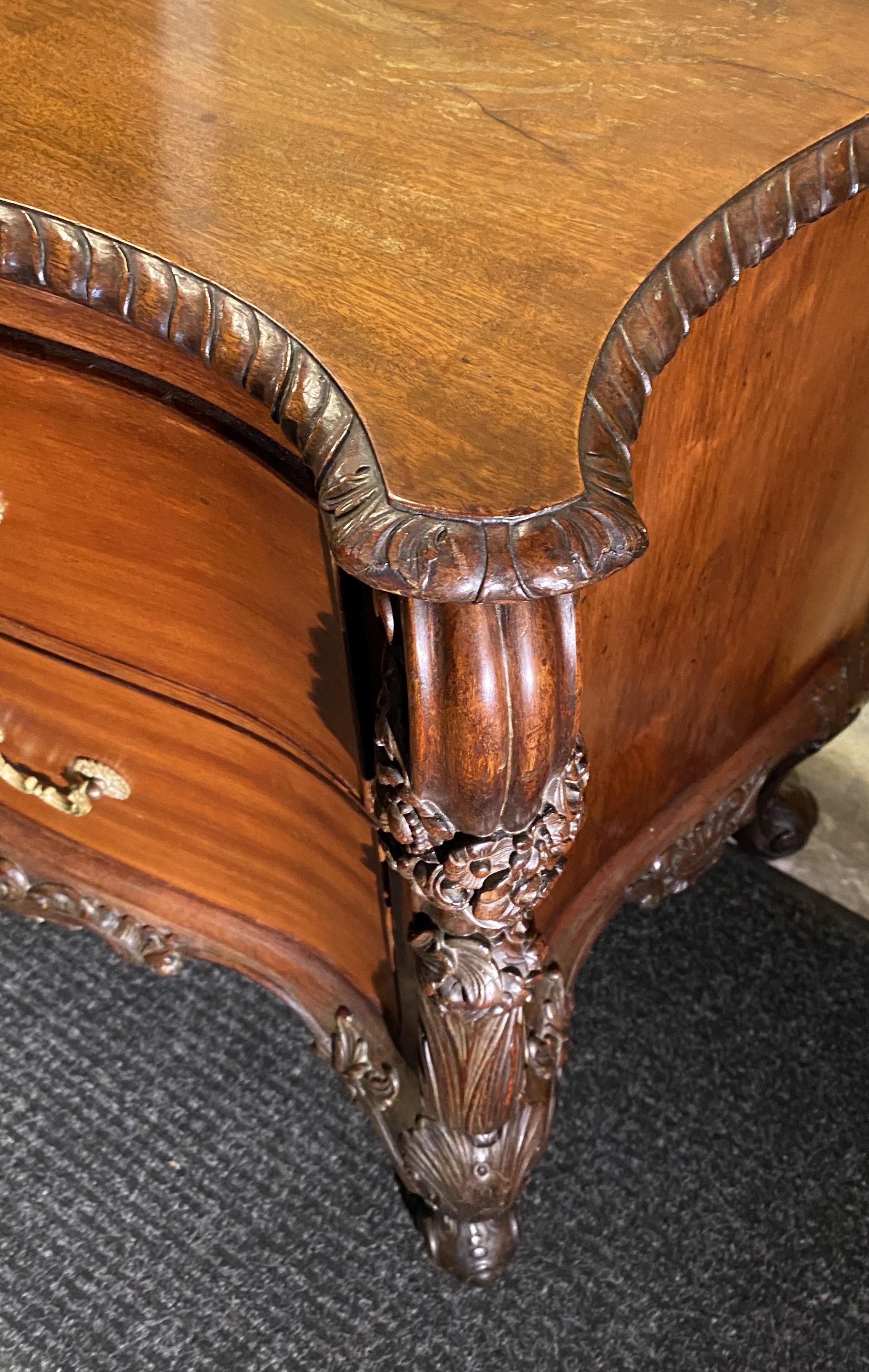 19th Century Rococo Foliate & Scrollwork Carved Commode or Chest in Mahogany For Sale 3