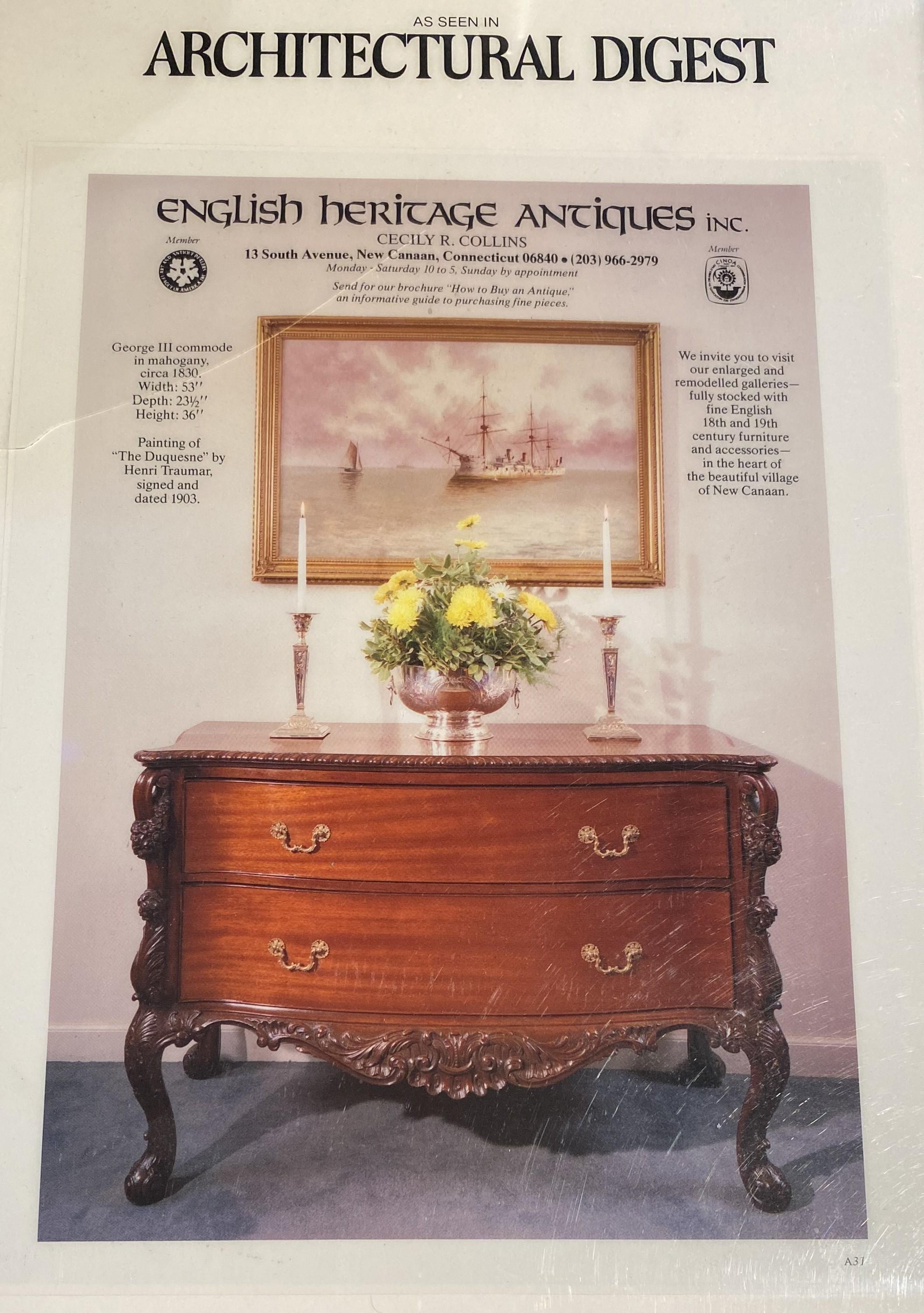 19th Century Rococo Foliate & Scrollwork Carved Commode or Chest in Mahogany For Sale 6