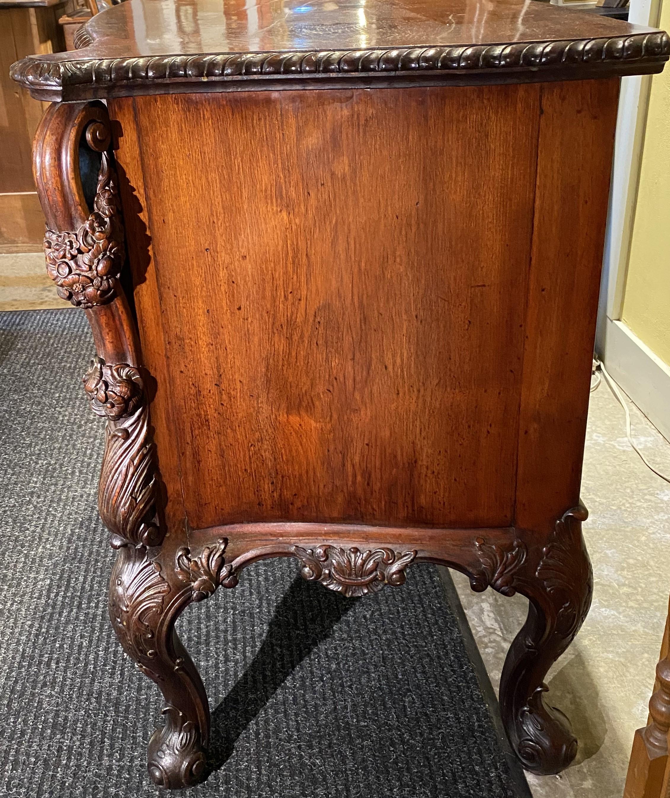 19th Century Rococo Foliate & Scrollwork Carved Commode or Chest in Mahogany For Sale 1