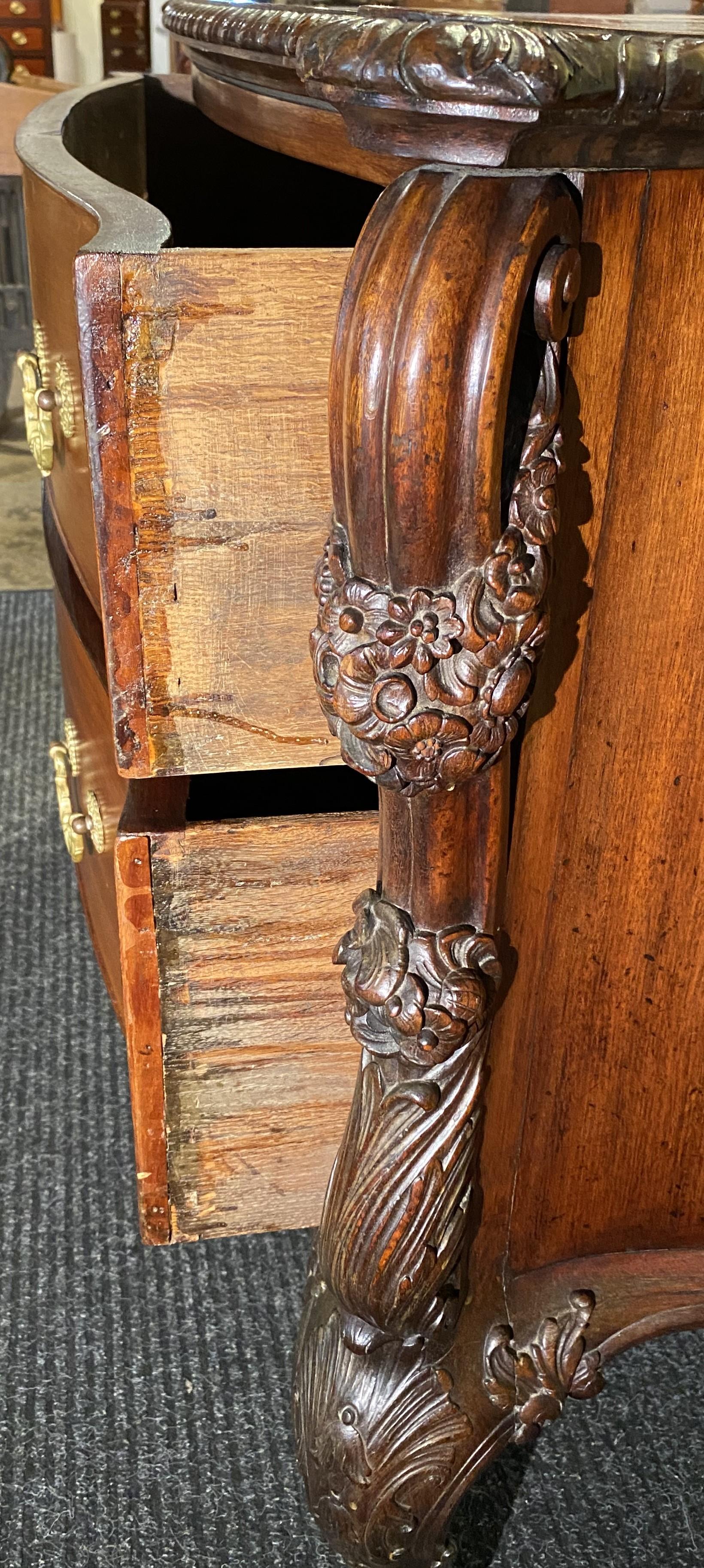 19th Century Rococo Foliate & Scrollwork Carved Commode or Chest in Mahogany For Sale 2