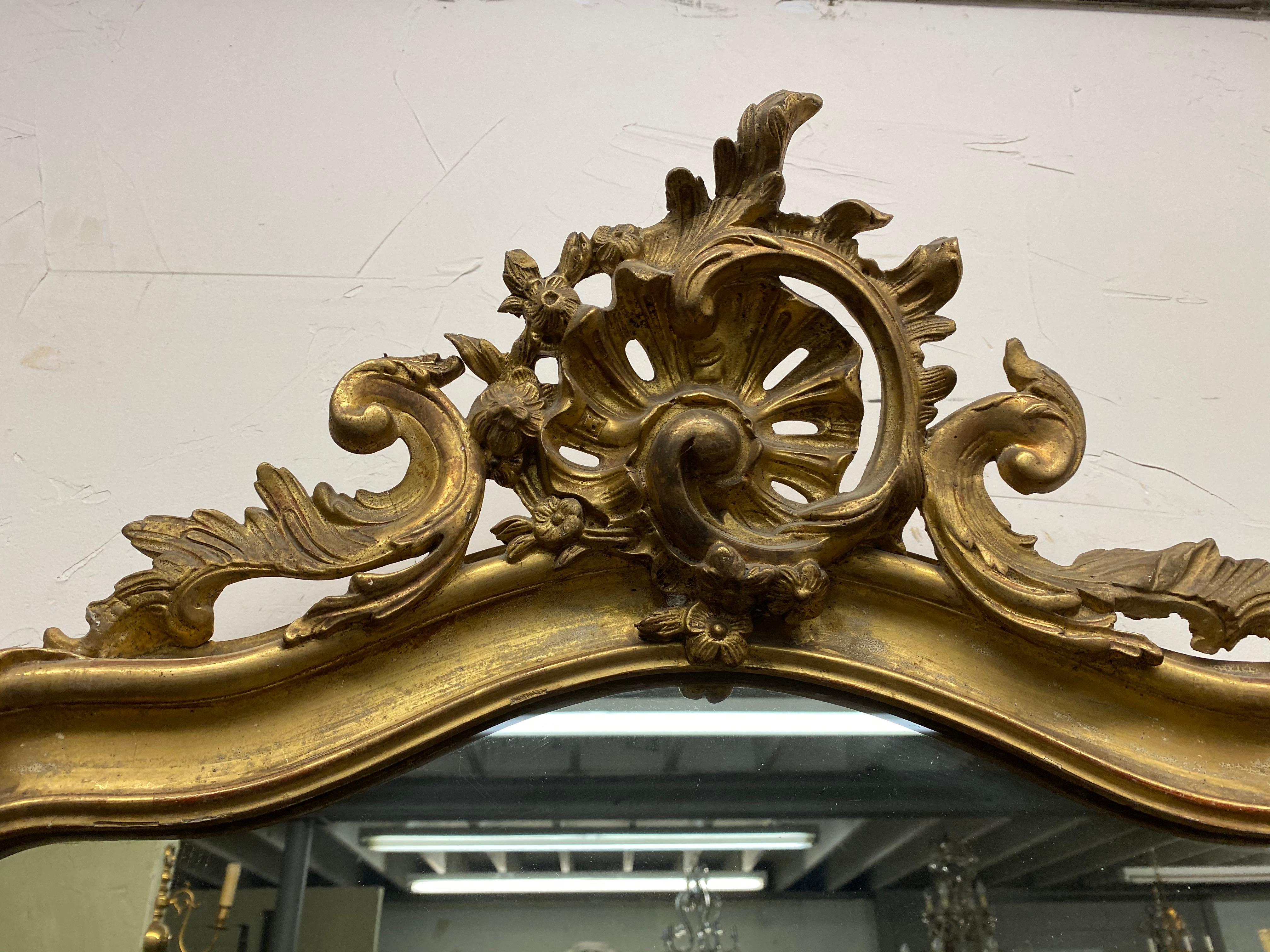Louis XV 19th Century Rococo Gilt Mantel Mirror