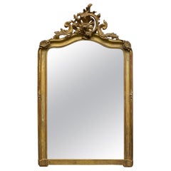 Miroir de cheminée rococo doré du 19ème siècle