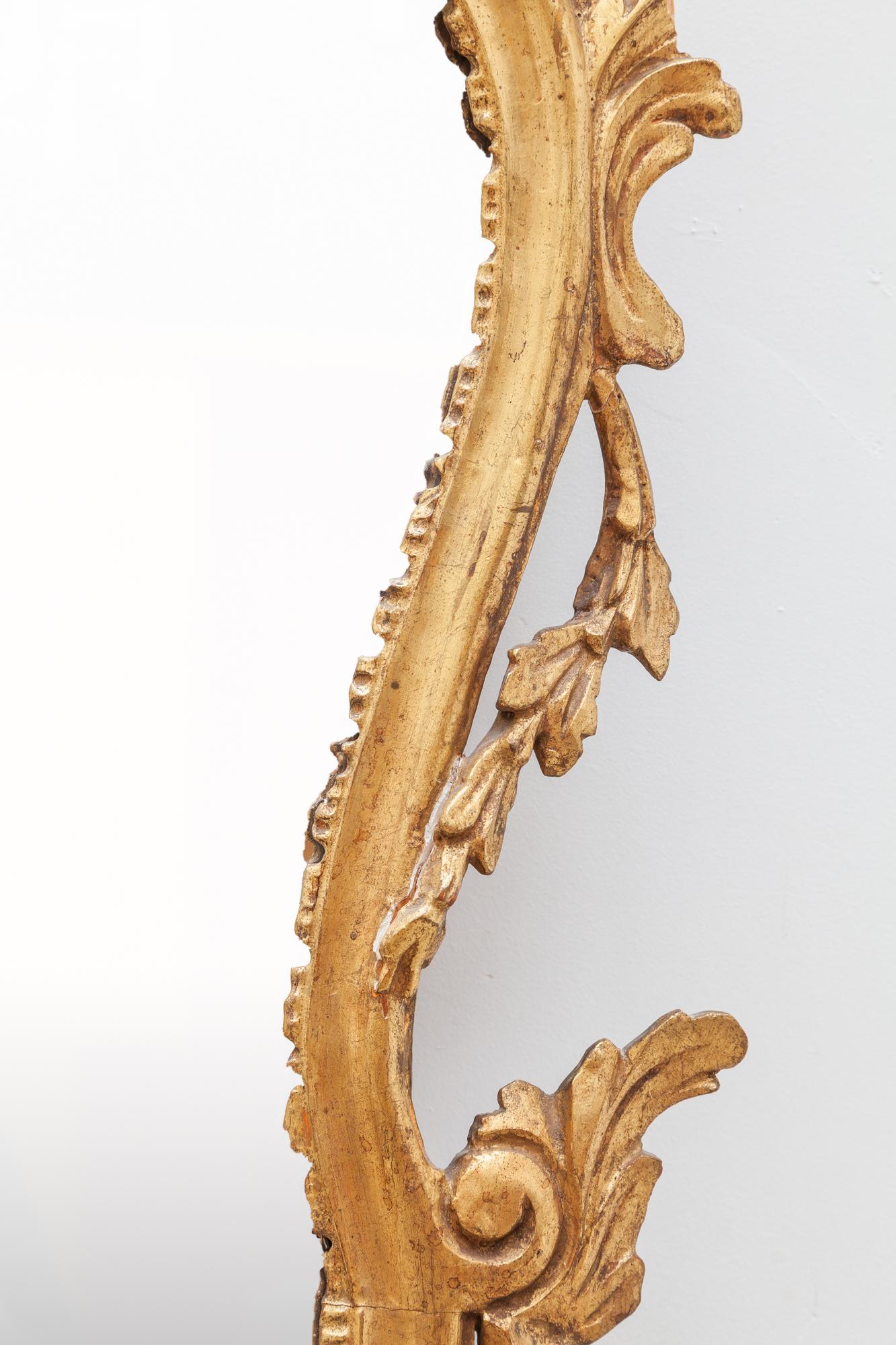 Espejo de madera dorada rococó del siglo XIX, Francia Hecho a mano