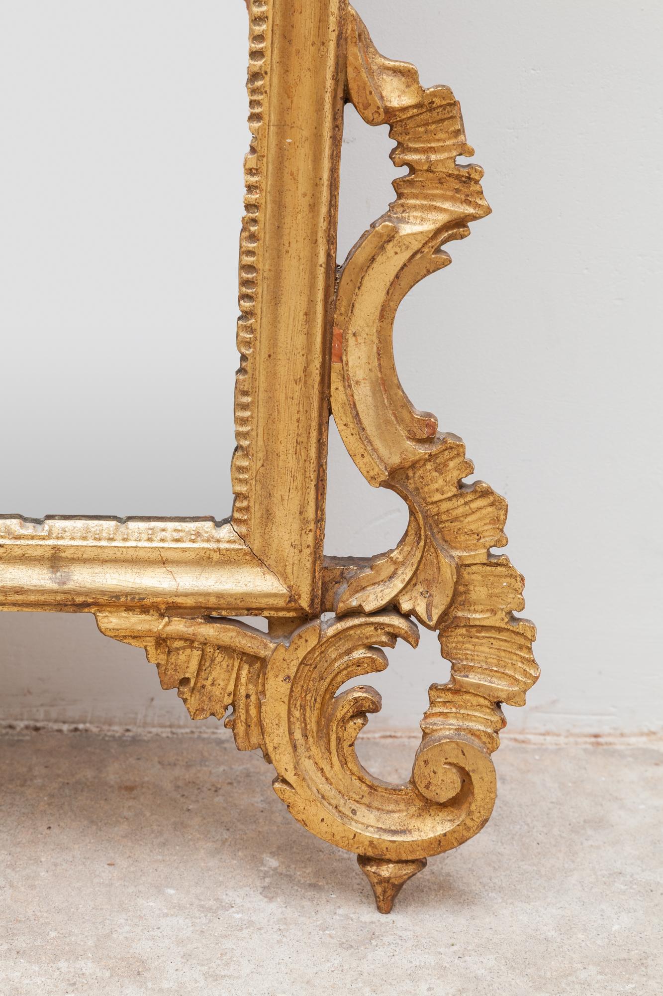 Espejo de madera dorada rococó del siglo XIX, Francia en Bueno Estado en Antwerp, BE