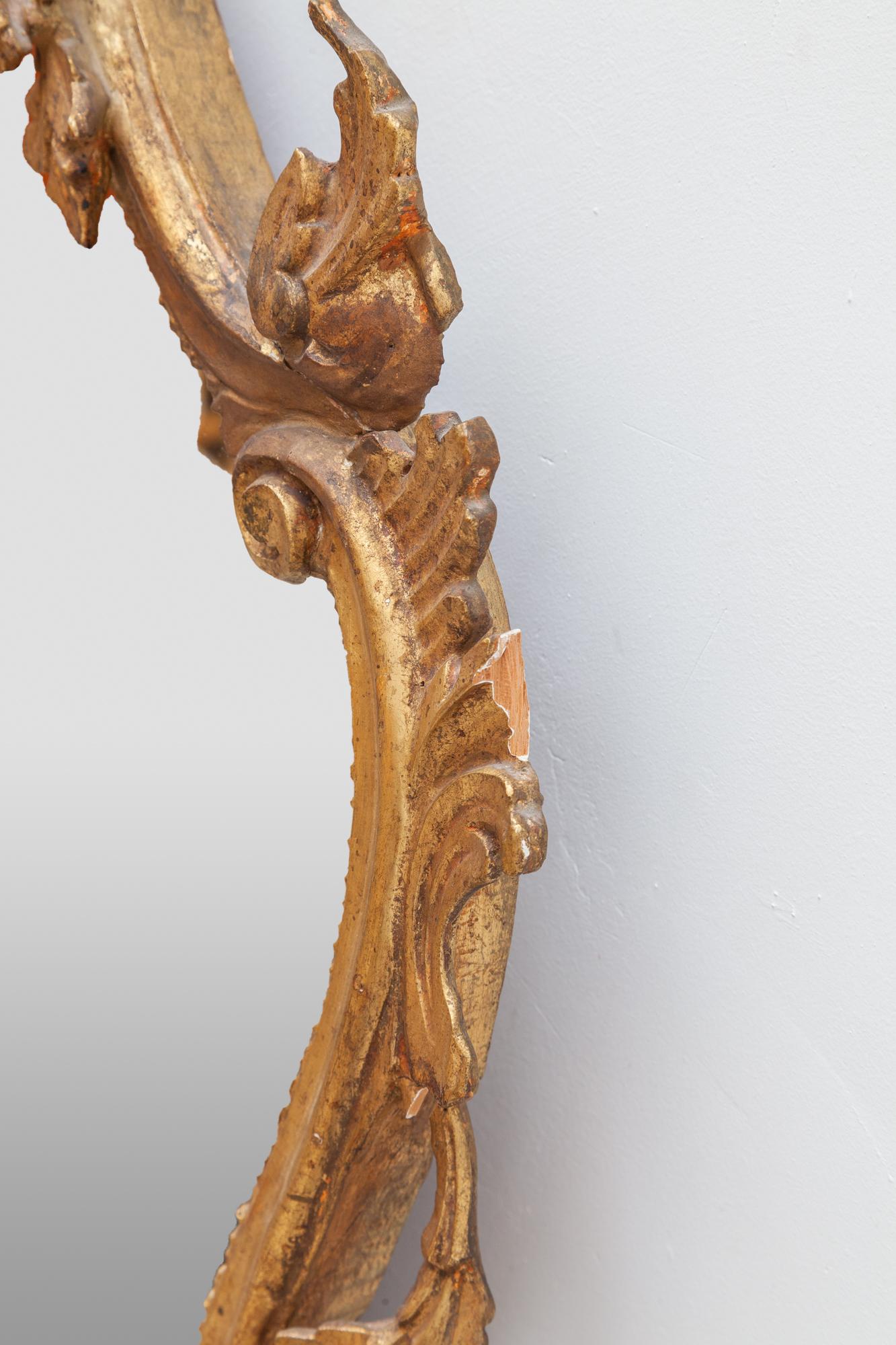 Espejo de madera dorada rococó del siglo XIX, Francia Mediados del siglo XIX