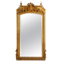19th Century Rococo Giltwood Pier Mirror, Antique French Design