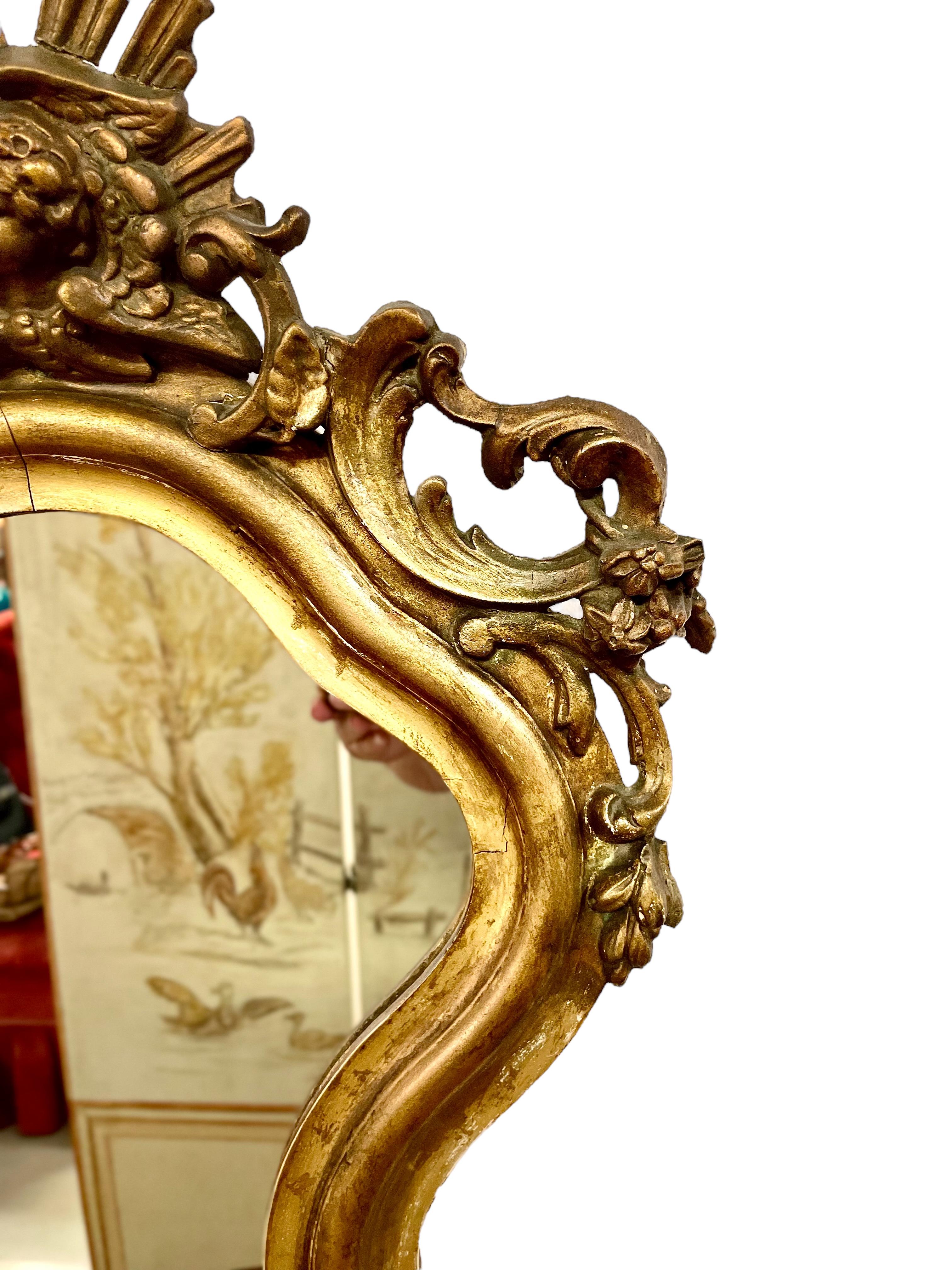 19th Century Rococo Giltwood Wall Mirror For Sale 3