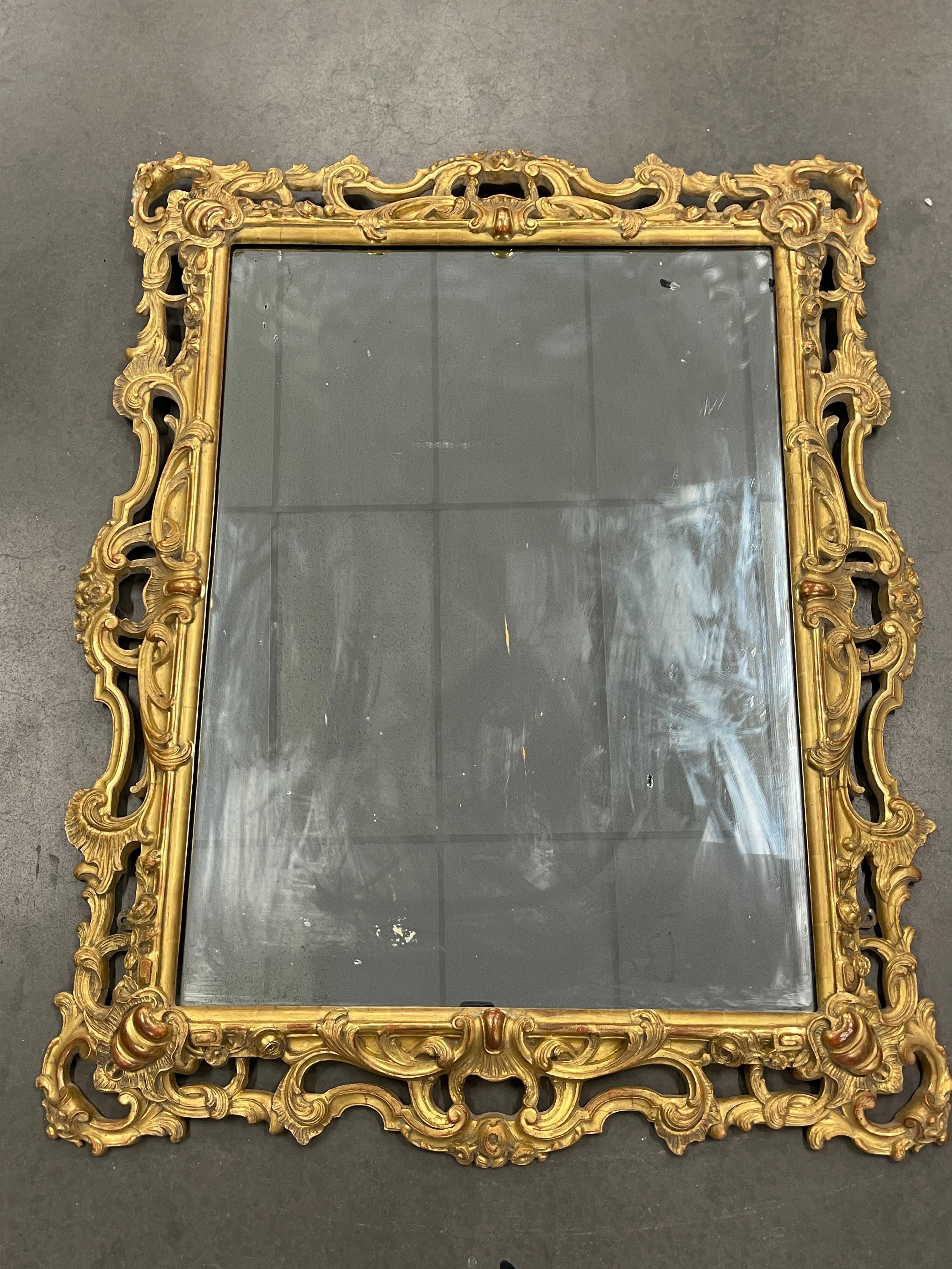 Dorato originale del periodo rococò. La cornice è in legno intagliato a mano con le curve fluide e asimmetriche, i motivi a volute che si intrecciano tipici dello stile.

La cornice è dorata a foglia d'oro e accentua gli intricati intagli con lo