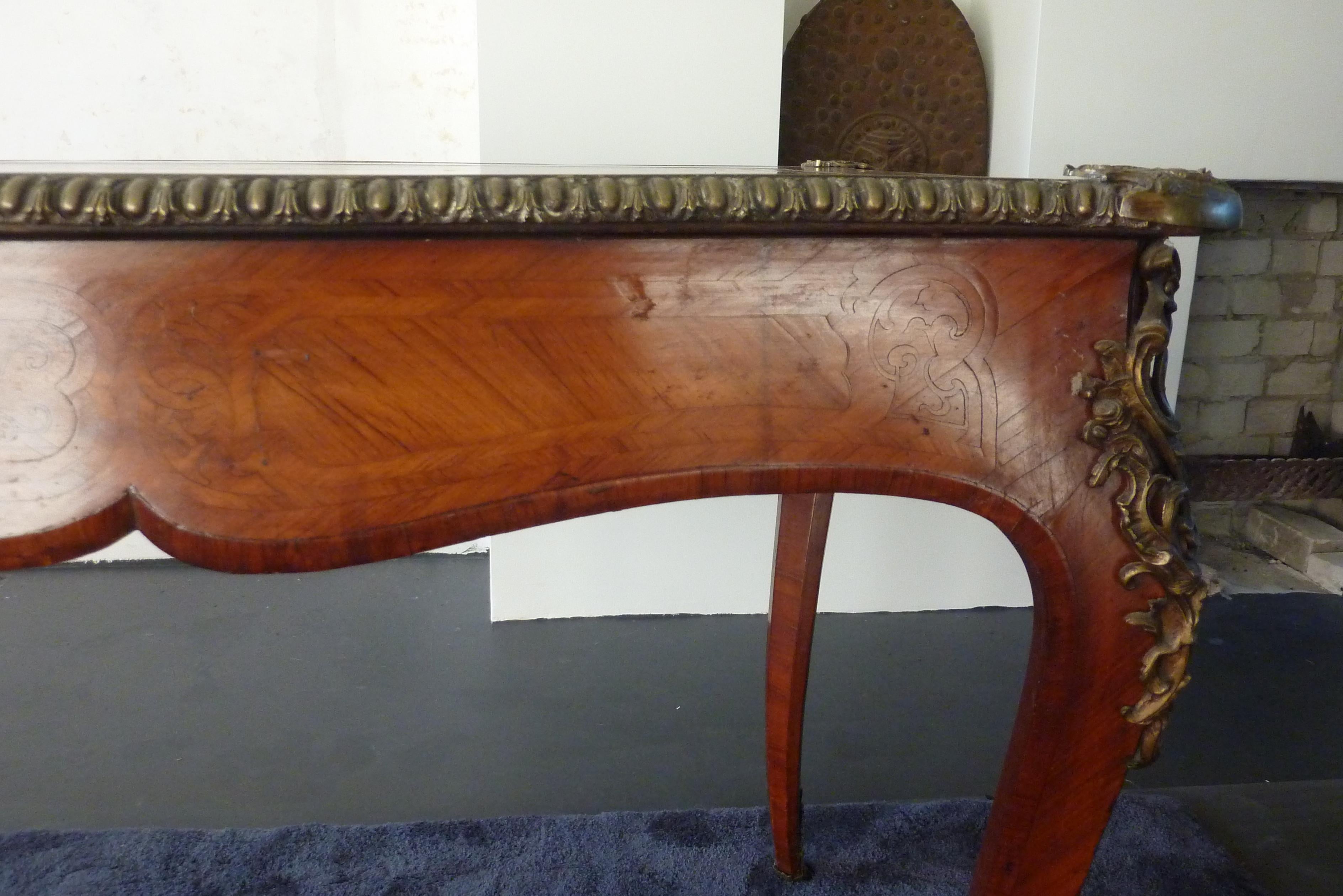 19th Century Rococo Louis XV Style Mahogany Flat Desk by James Winter and Sons For Sale 1