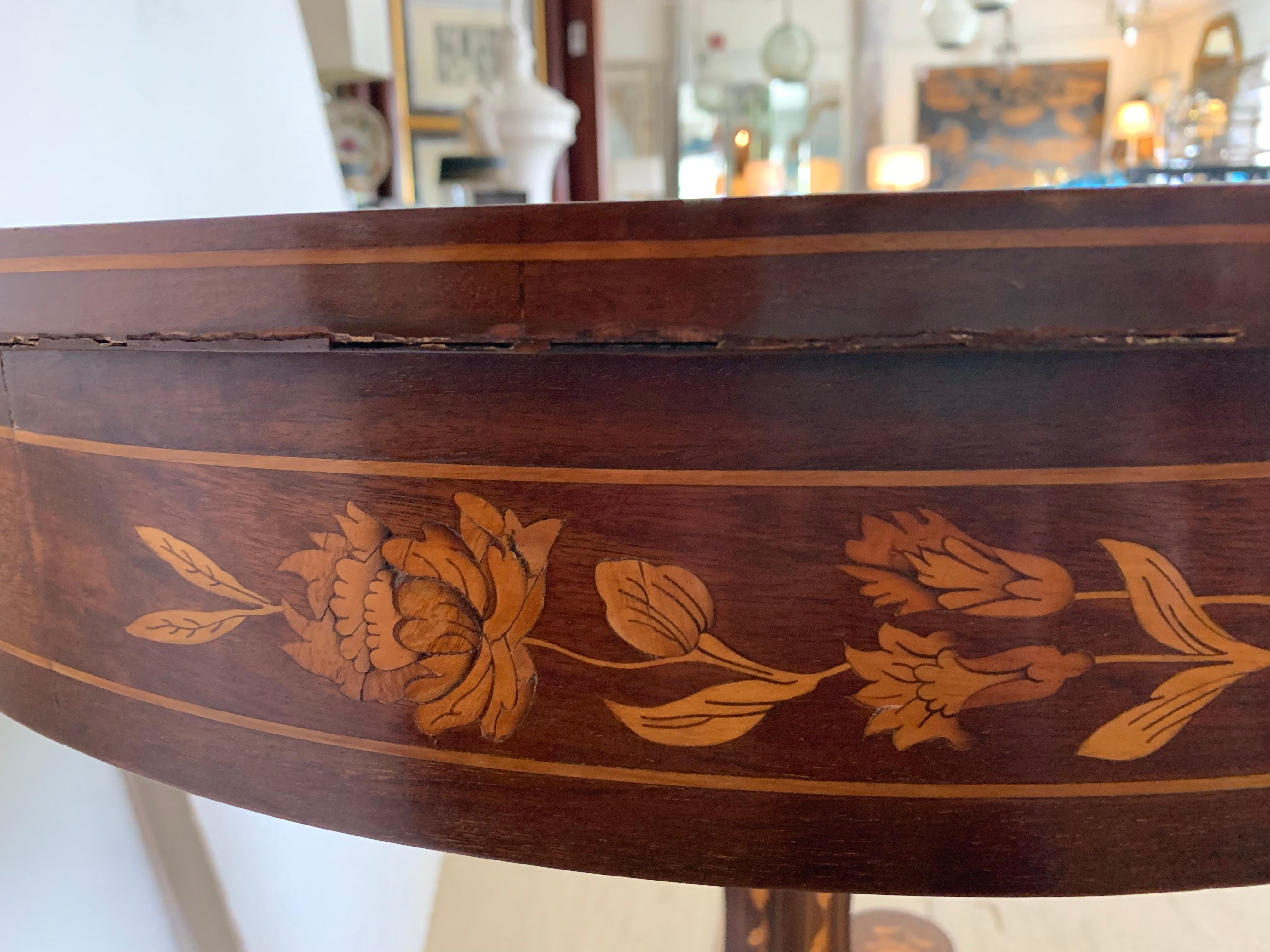 19th Century Rococo Marquetry Round Pedestal Table 3