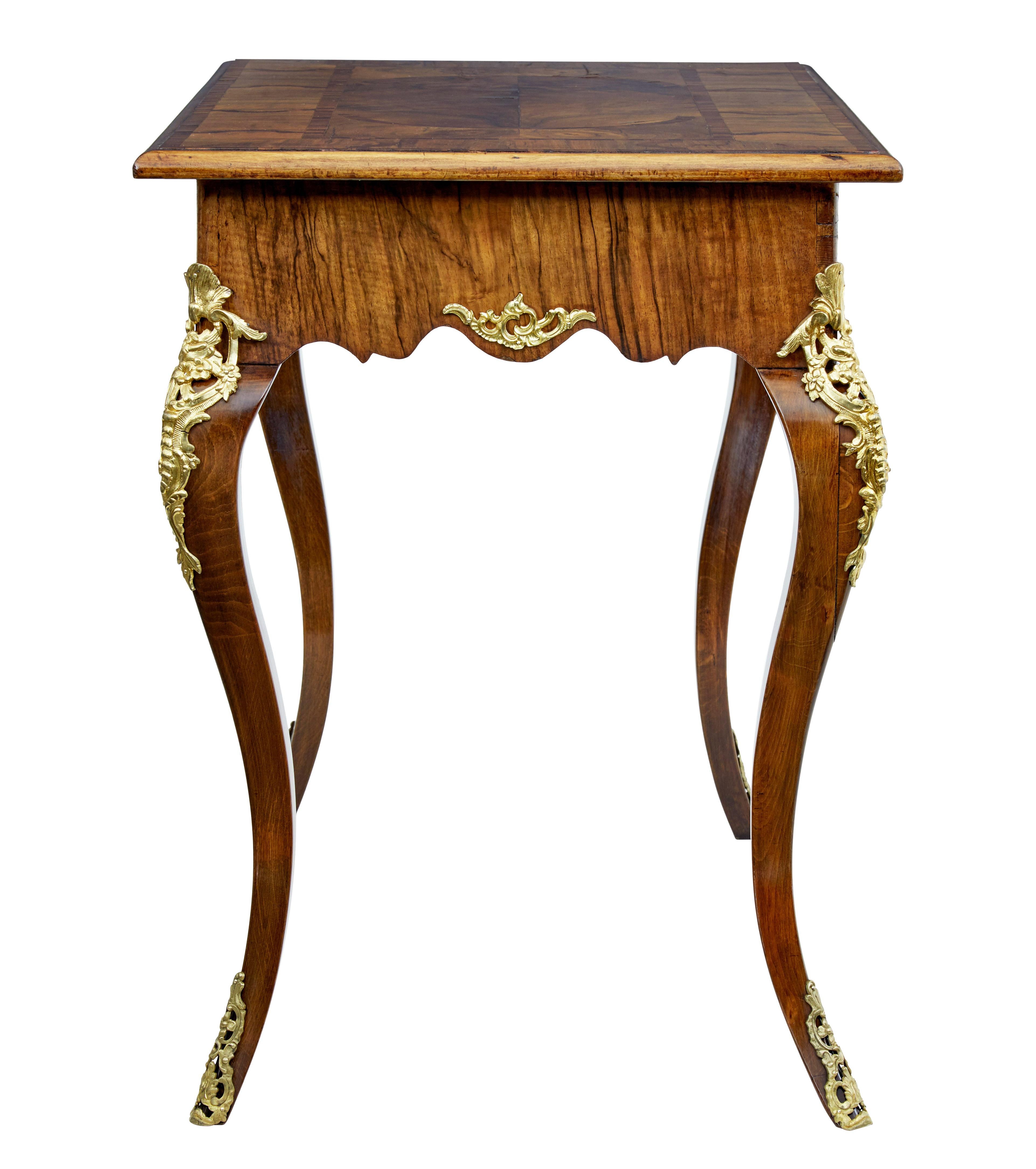 Swedish 19th Century Rococo Revival Walnut and Ormolu Side Table
