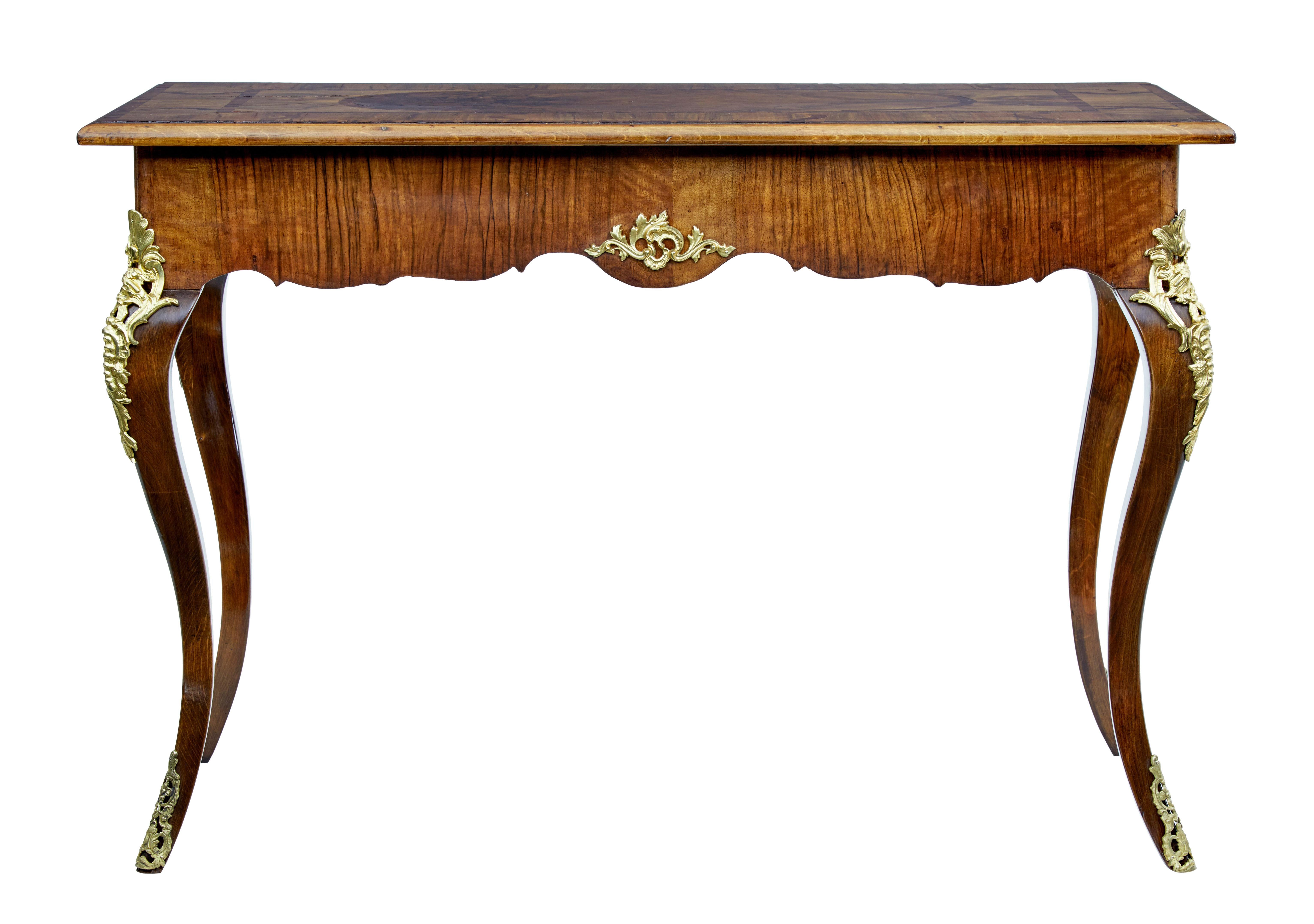 Veneer 19th Century Rococo Revival Walnut and Ormolu Side Table