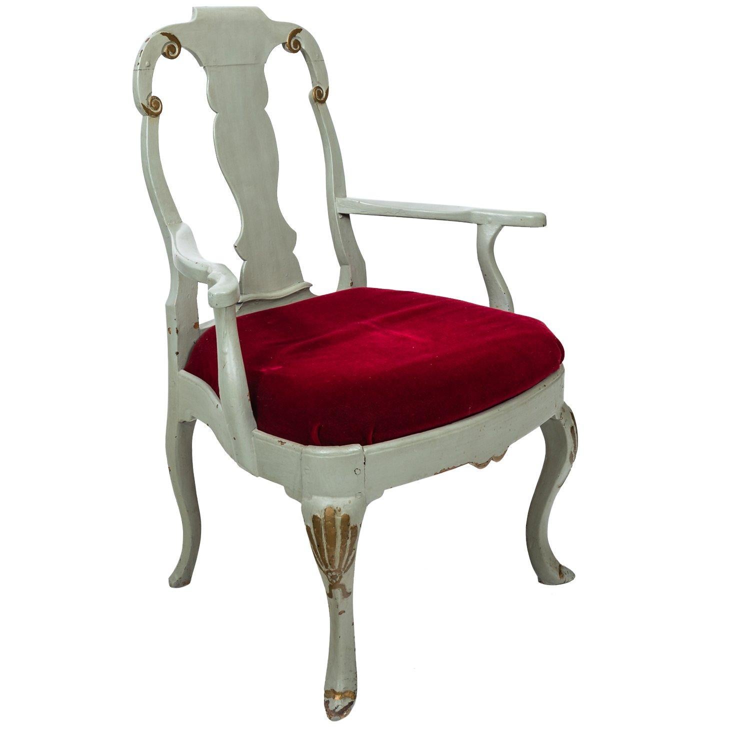19th Century Rococo Style Armchair For Sale