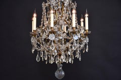19th century Rococo style brass and crystal chandelier