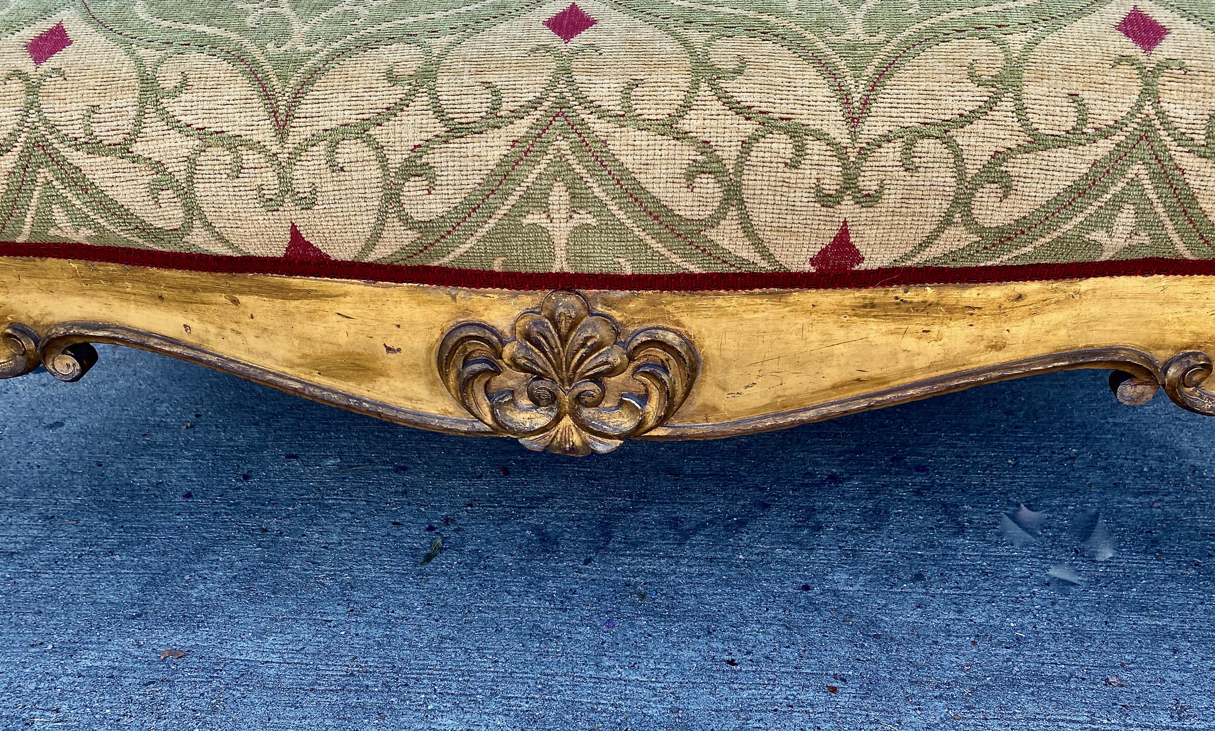 19th Century Rococo-Style Gilt Settee or Bench In Good Condition For Sale In Pasadena, CA
