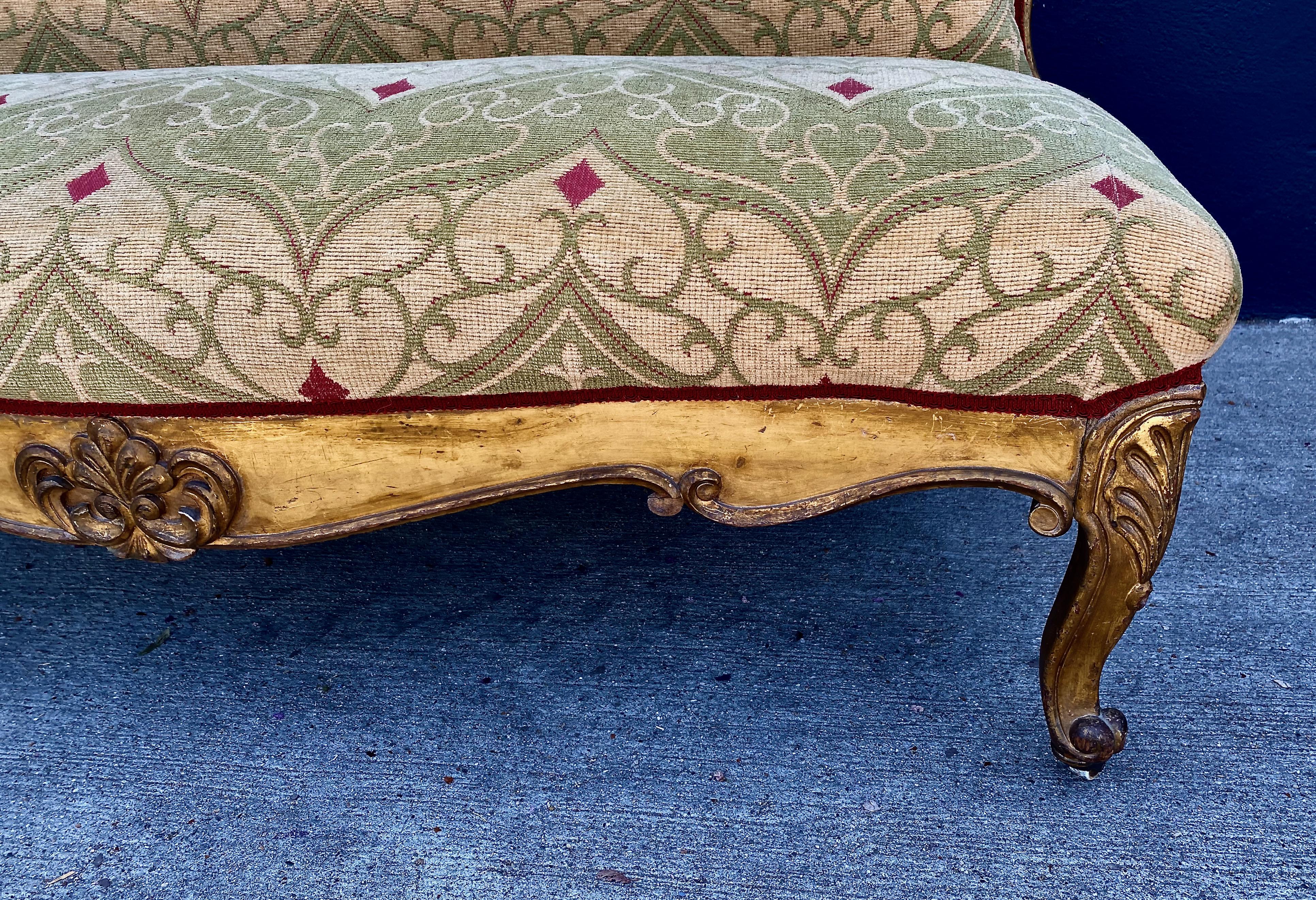 19th Century Rococo-Style Gilt Settee or Bench 1