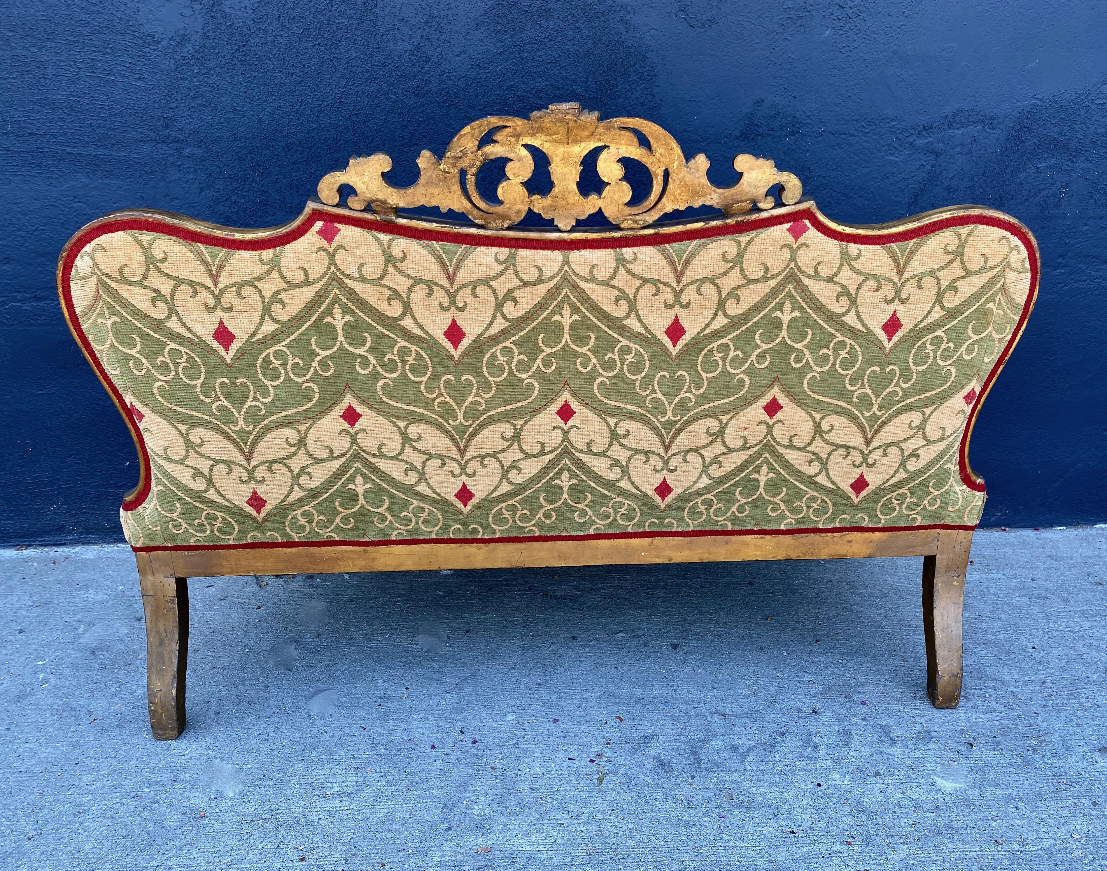 19th Century Rococo-Style Gilt Settee or Bench For Sale 2