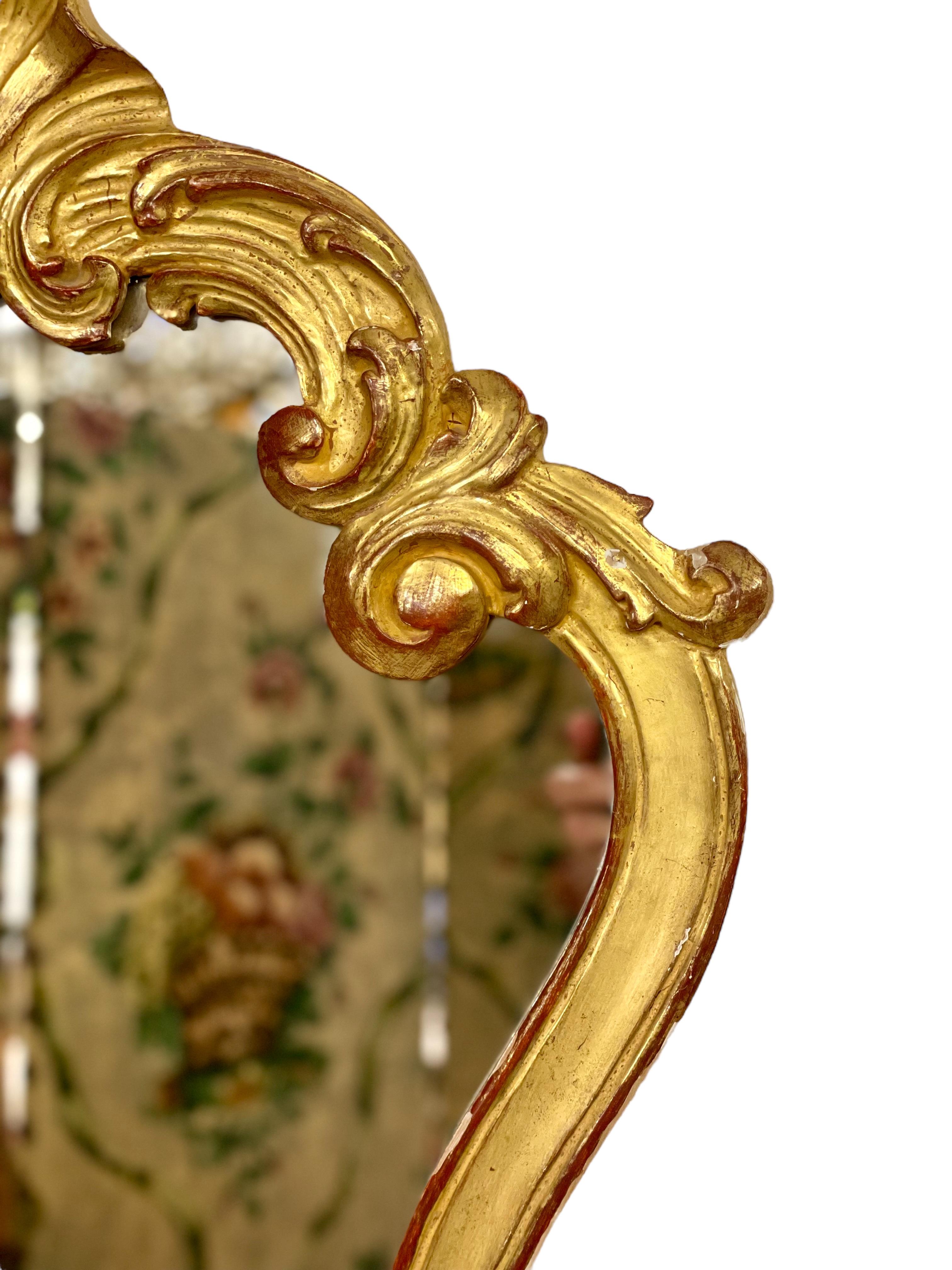 19th Century Rococo Style Gilt Wall Mirror For Sale 1