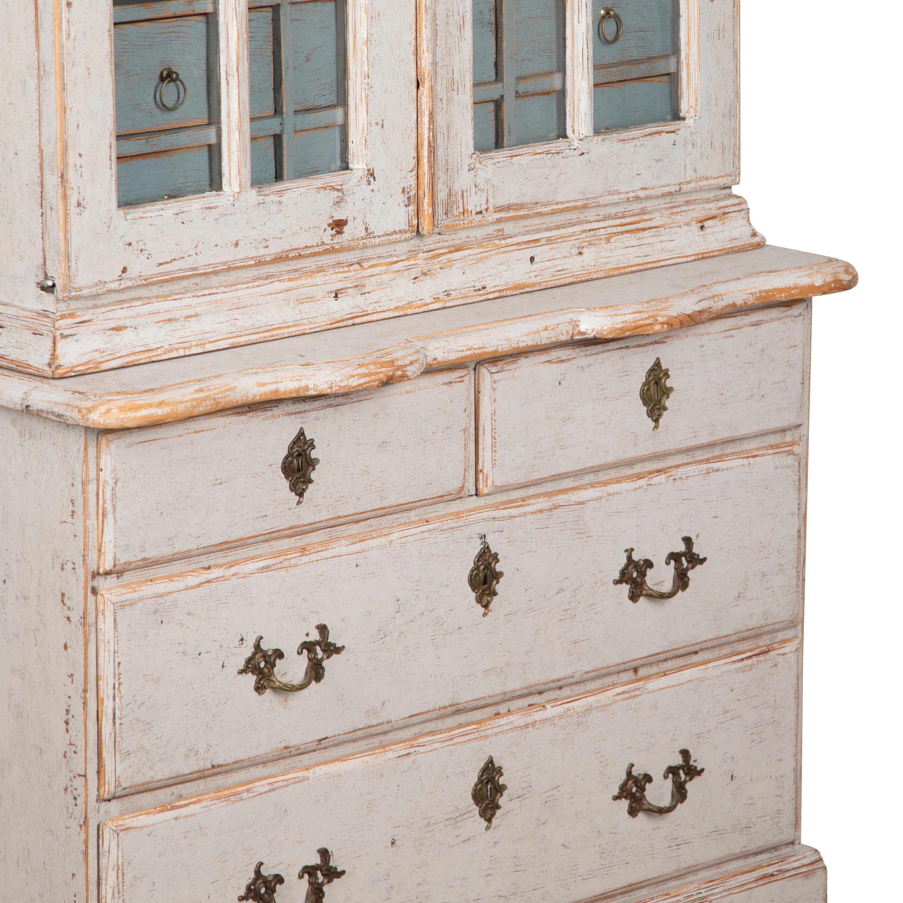 Swedish 19th Century Rococo Style Glazed Cabinet For Sale