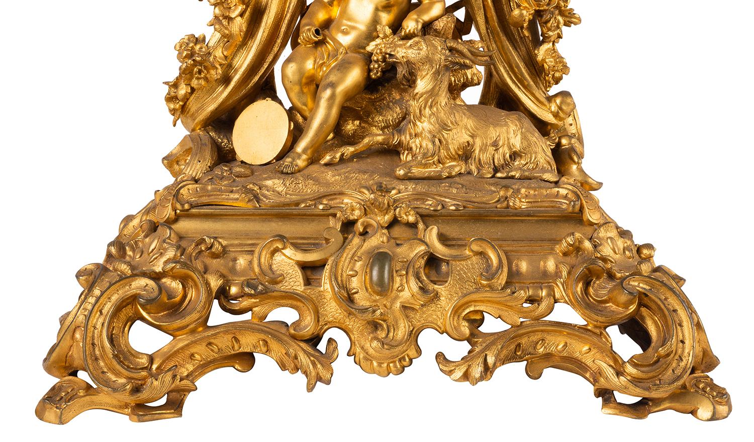 Gilt 19th Century Rococo Style Mantel Clock For Sale