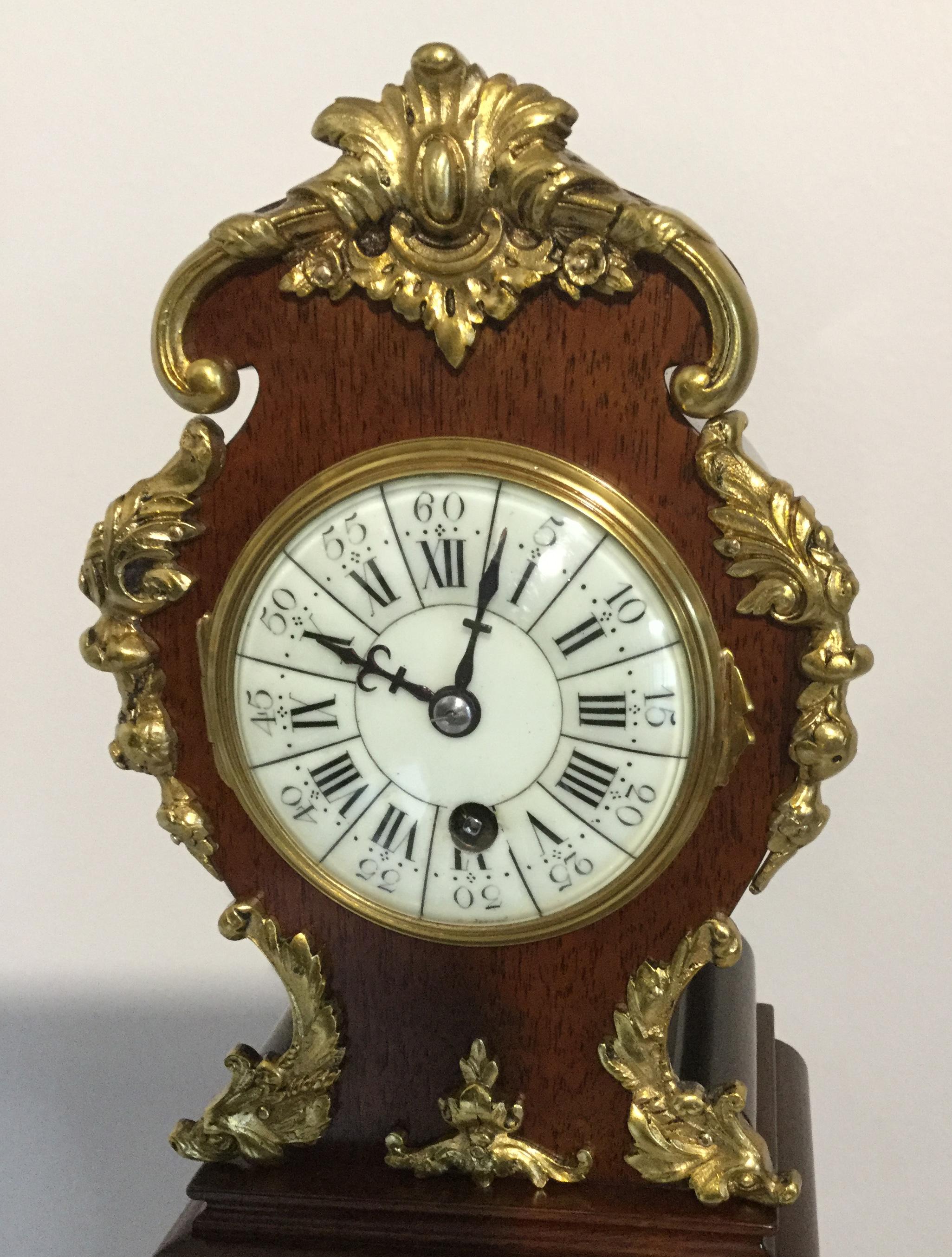 British Rococo Style Miniature Longcase Clock, Mahogany Case, circa 1870 For Sale