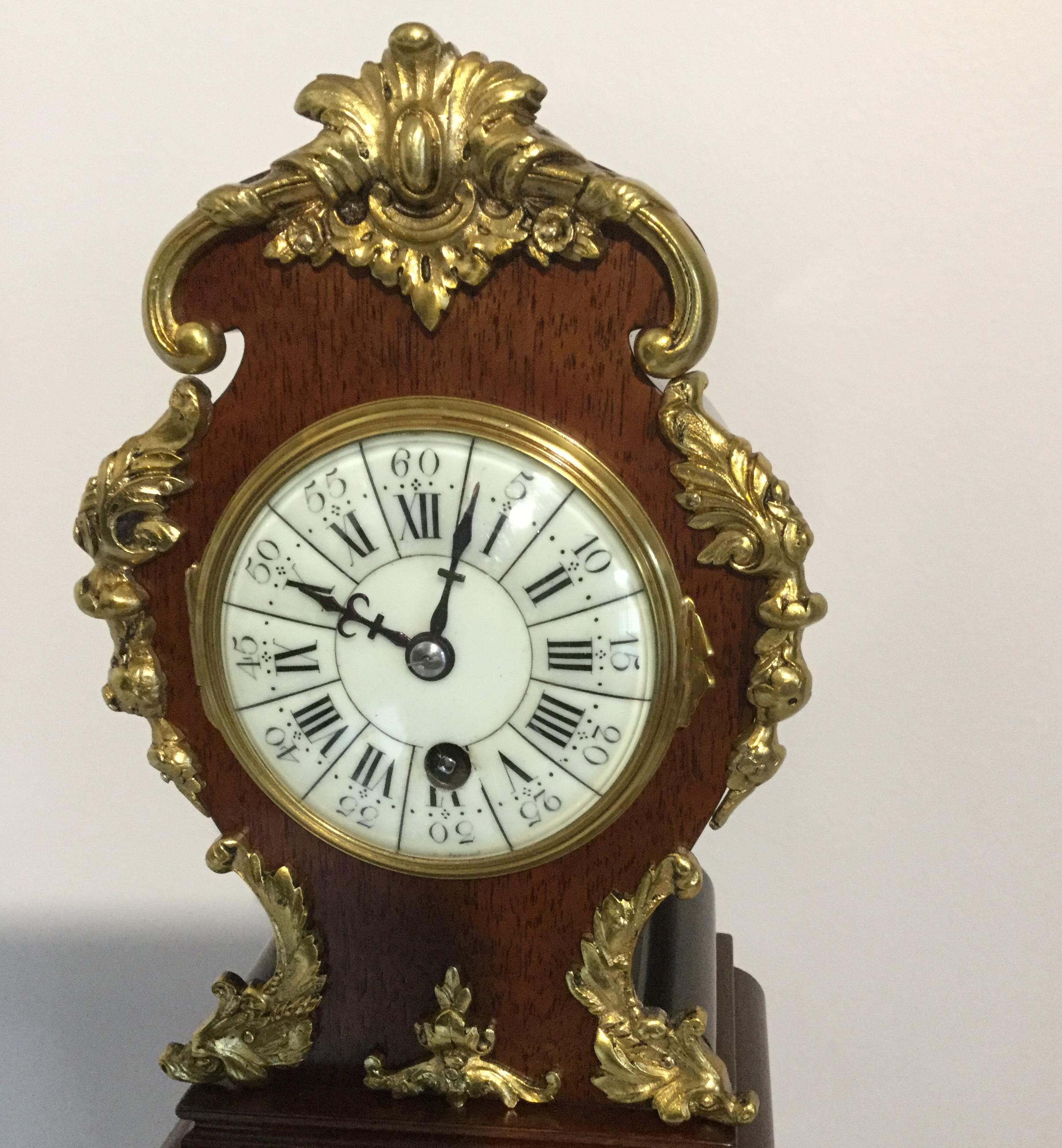 Rococo Style Miniature Longcase Clock, Mahogany Case, circa 1870 In Good Condition For Sale In Melbourne, Victoria