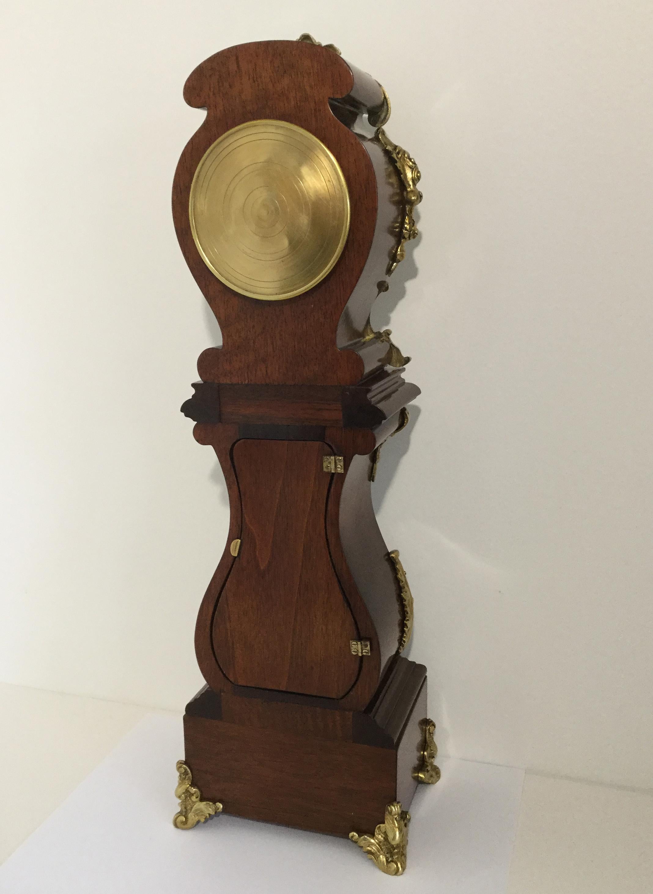 Rococo Style Miniature Longcase Clock, Mahogany Case, circa 1870 For Sale 1