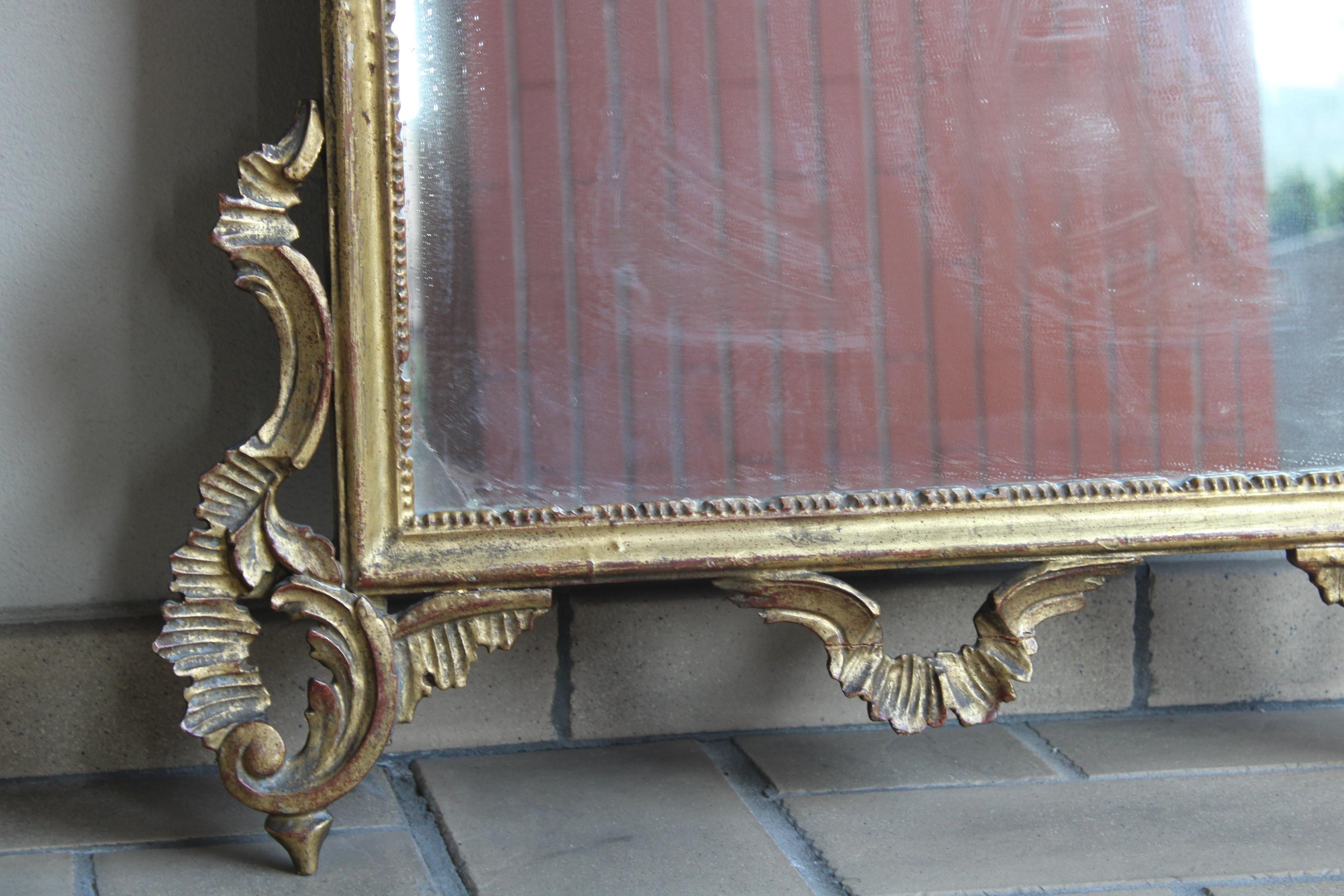 Hand-Carved 19th Century Rococo Style Wall Mirror  For Sale