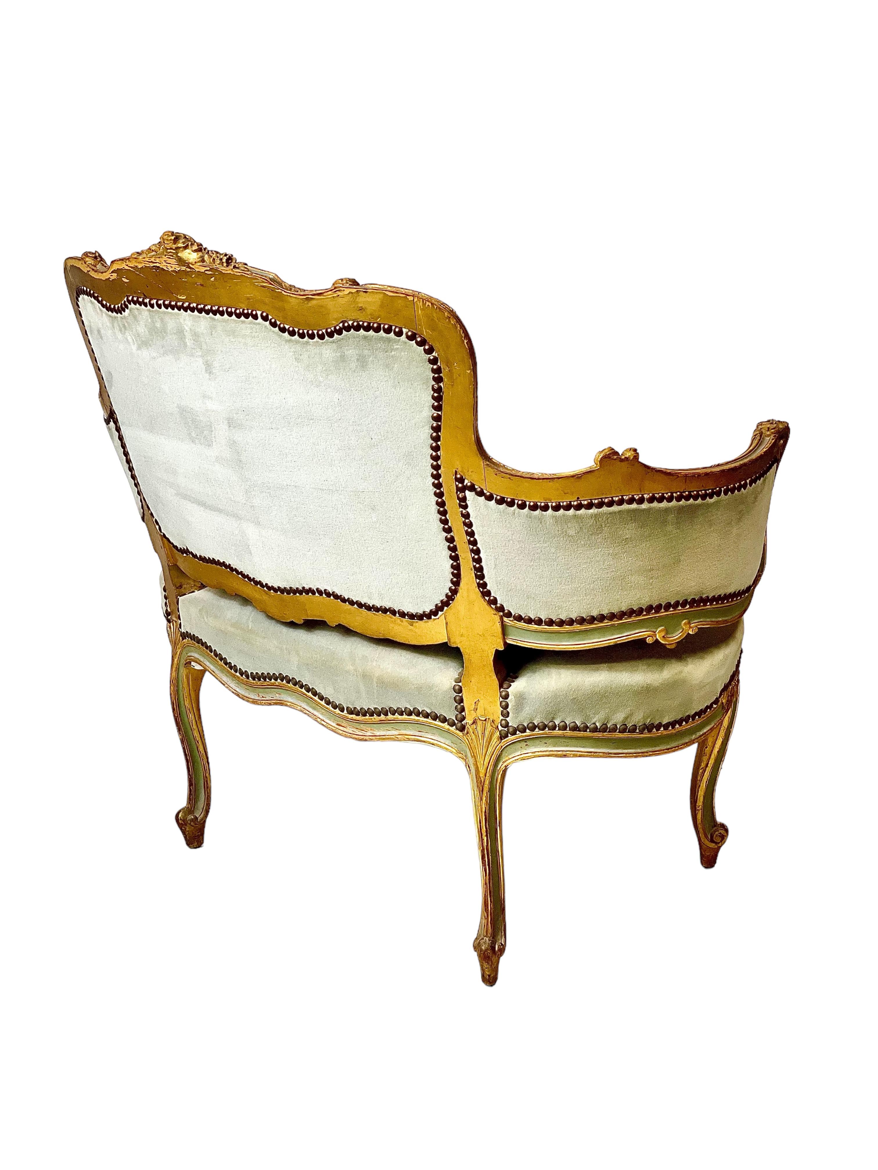 French 19th Century Rococo Style Wide Marquise Chair For Sale