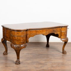 19th Century Rococo Walnut Six Drawer Desk from Denmark
