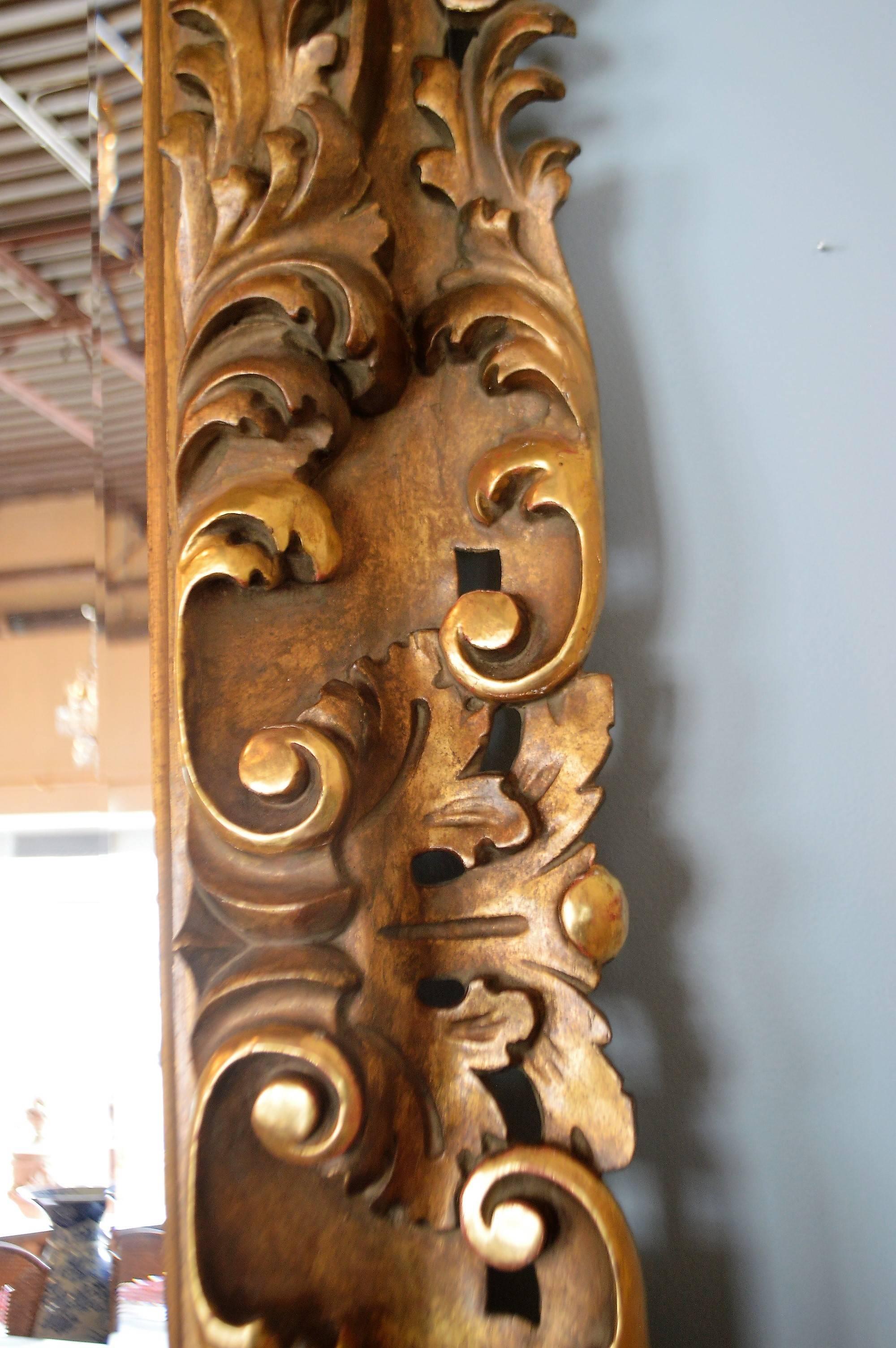 19th Century Rococo Wooden Hand-Carved Mirror with Some Gilt Accents For Sale 2