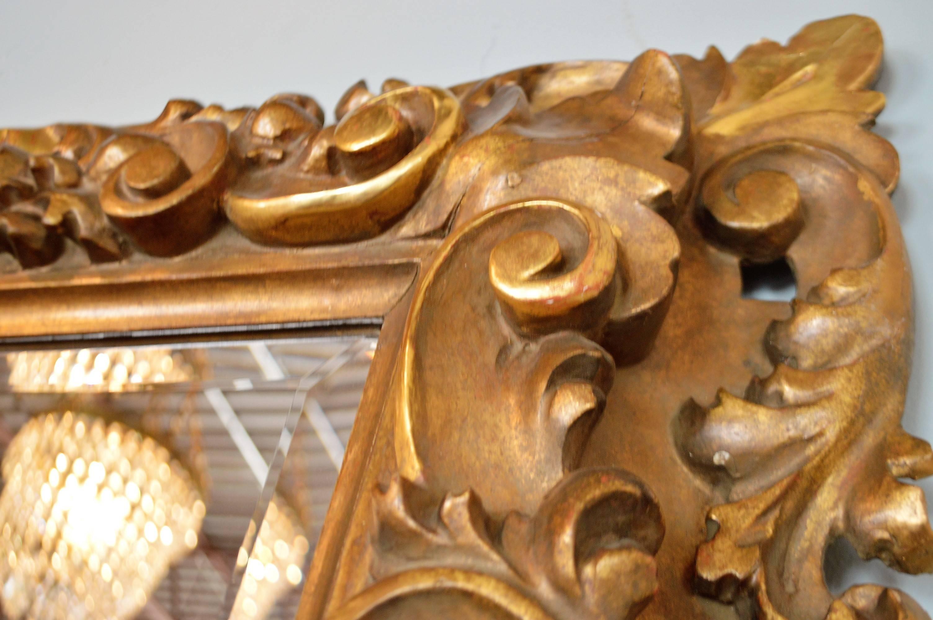 19th Century Rococo Wooden Hand-Carved Mirror with Some Gilt Accents For Sale 3