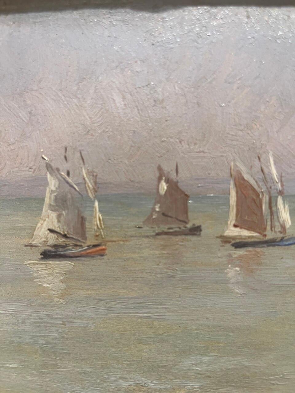Other 19th Century Roger Jourdain Oil on Panel Seascape