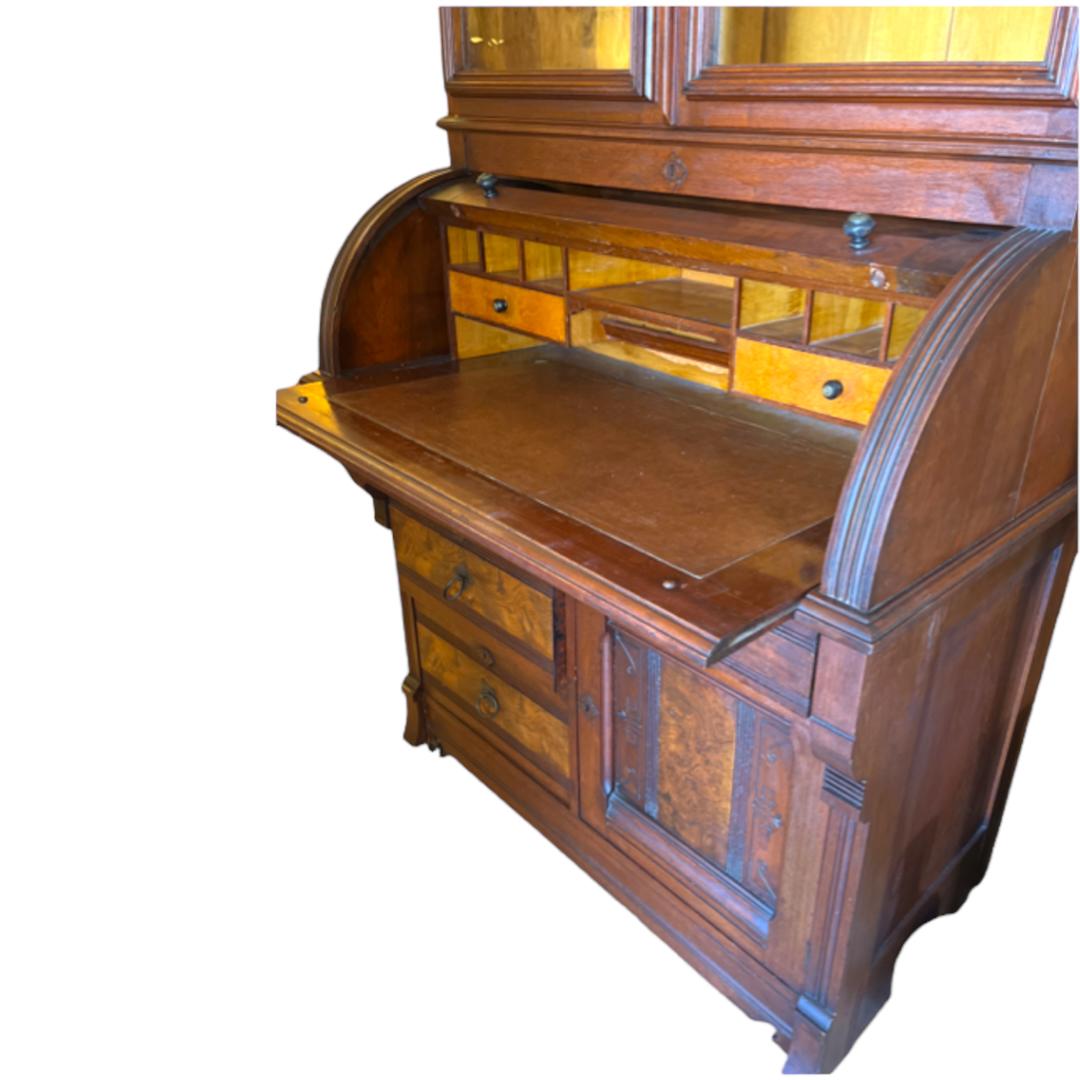19th Century Roll Top Desk & Bookcase For Sale 4