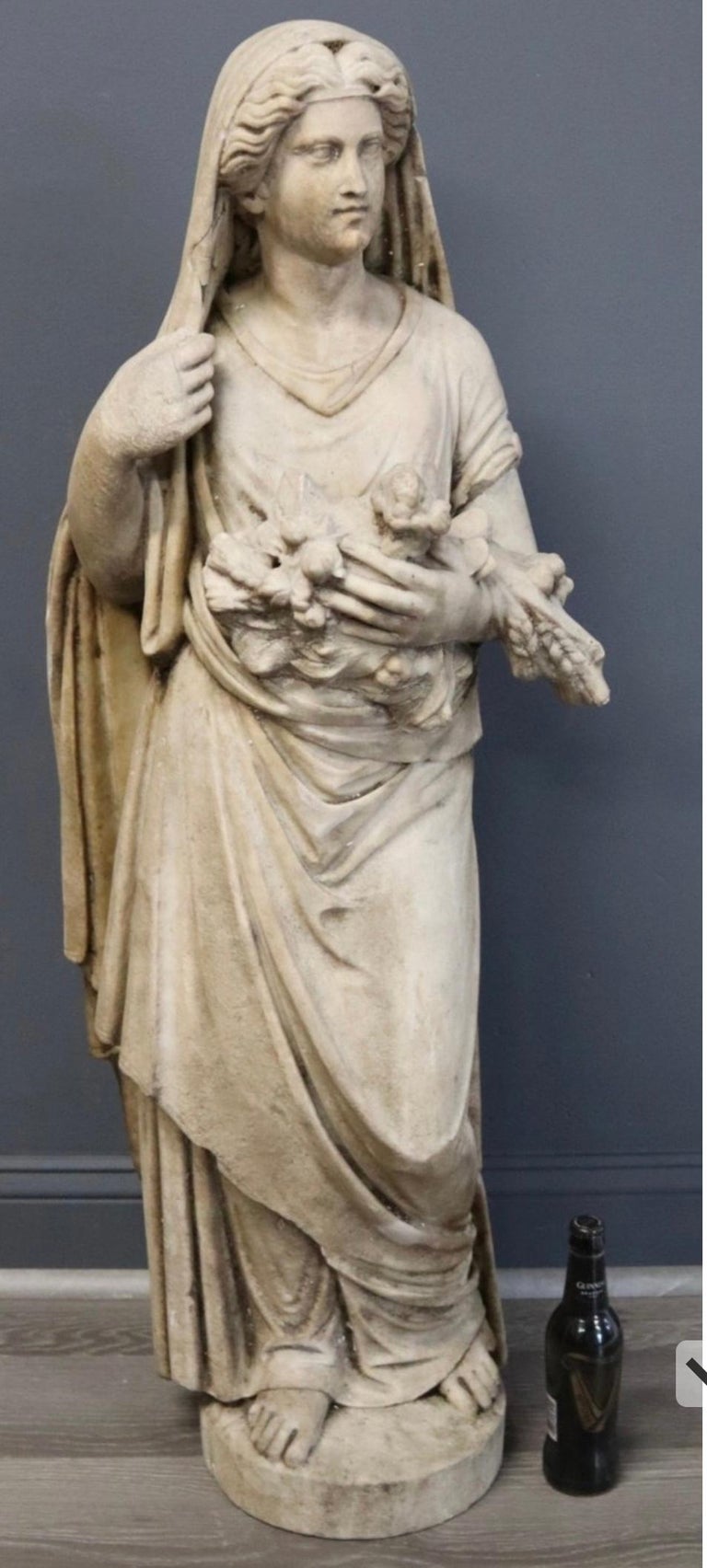Italian 19th Century Roman Classical Style Marble Statue of Fortuna