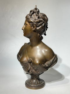 Sculpture de buste de déesse romaine Diana du 19ème siècle d'après Houdon