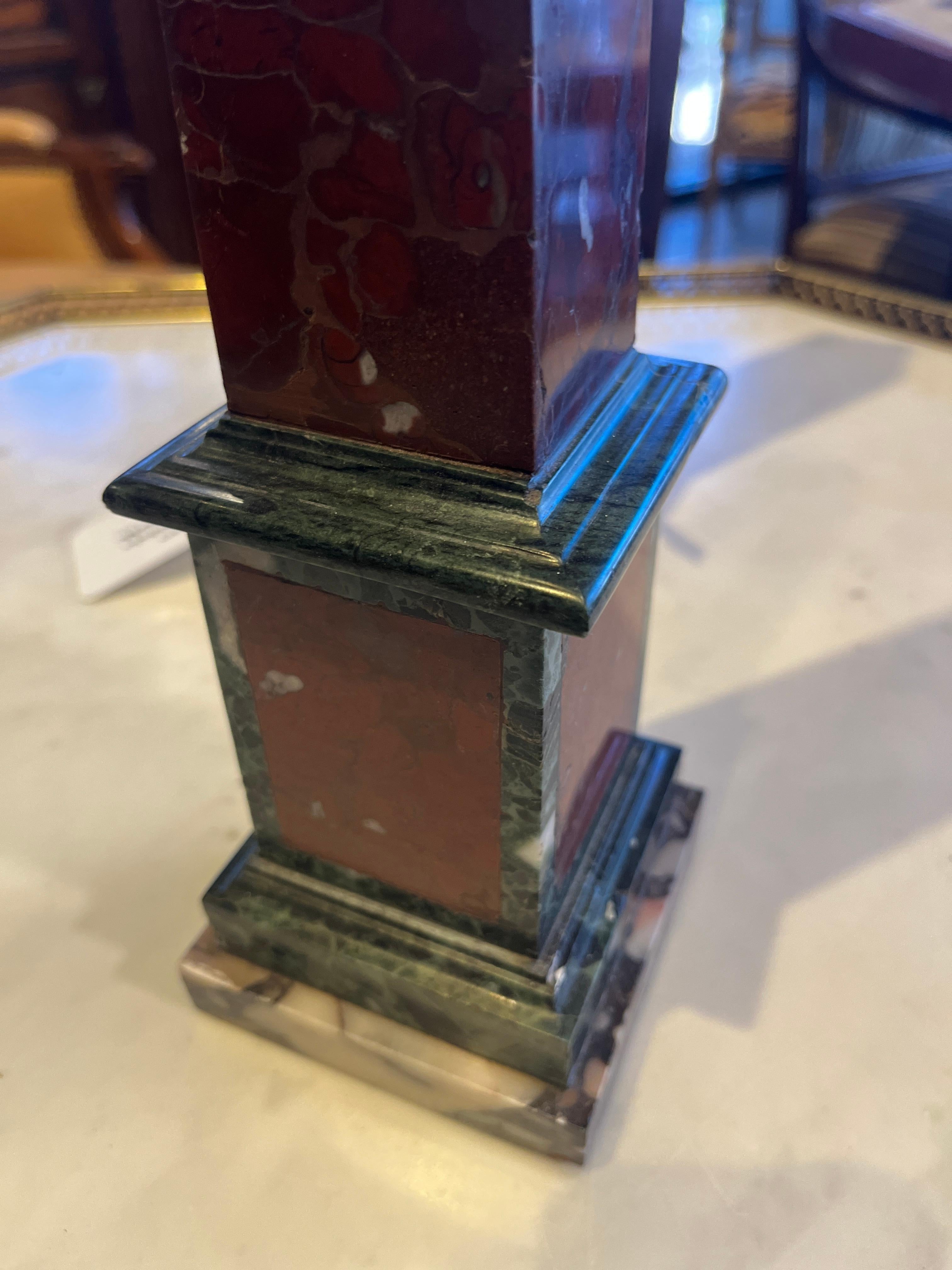 19th Century Roman Obelisks Red and Green Marble In Good Condition For Sale In Scottsdale, AZ