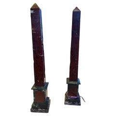 19th Century Roman Obelisks Red and Green Marble
