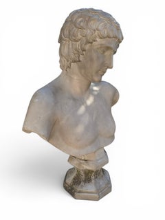 19th Century Roman School Marble Bust of Antinous