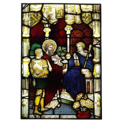 Antique 19th Century Roman Style Stained Glass Window