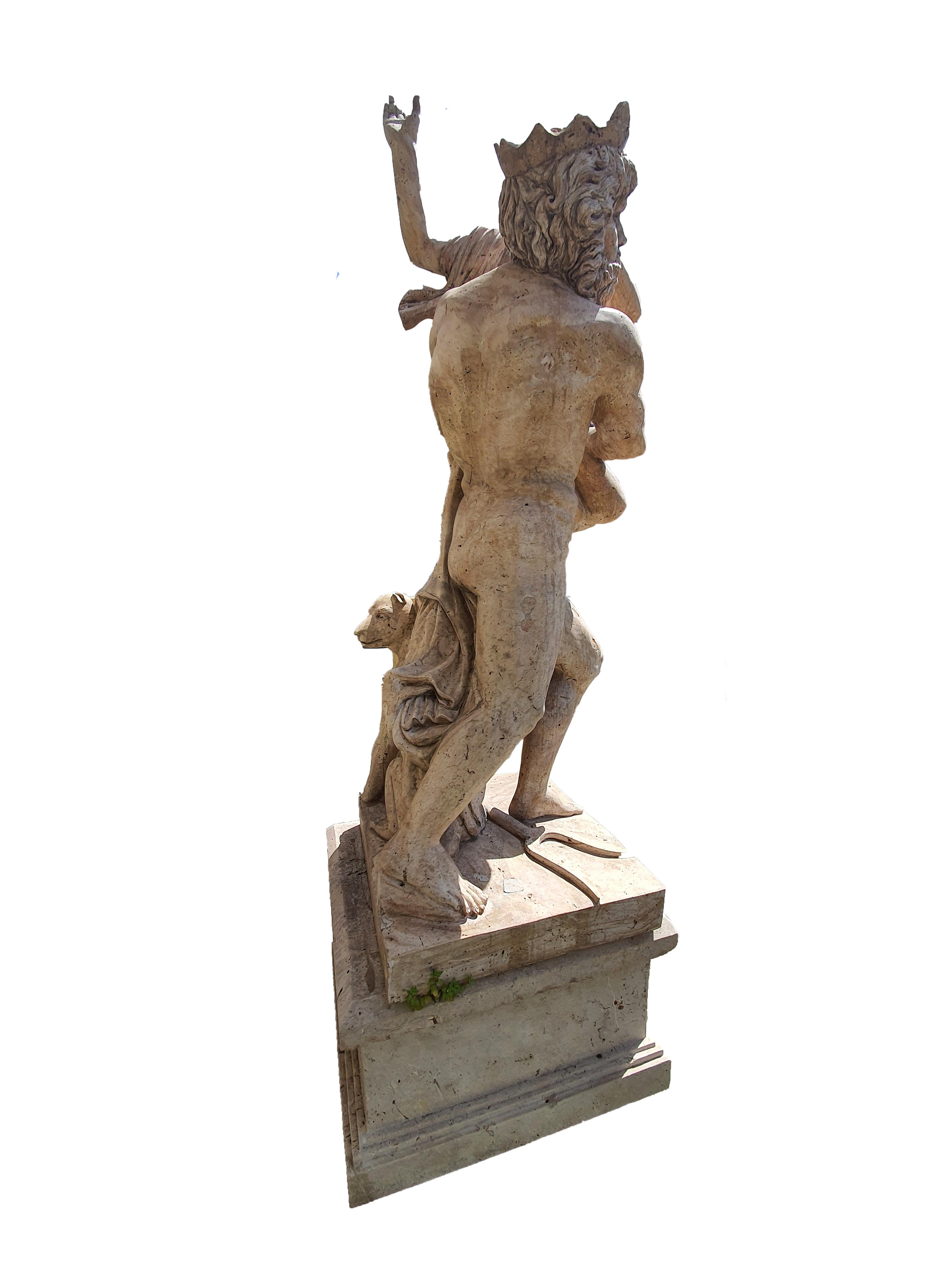 19th Century Roman Travertine Sculpture Finely Carved, Garden Furniture In Good Condition For Sale In PALERMO, IT