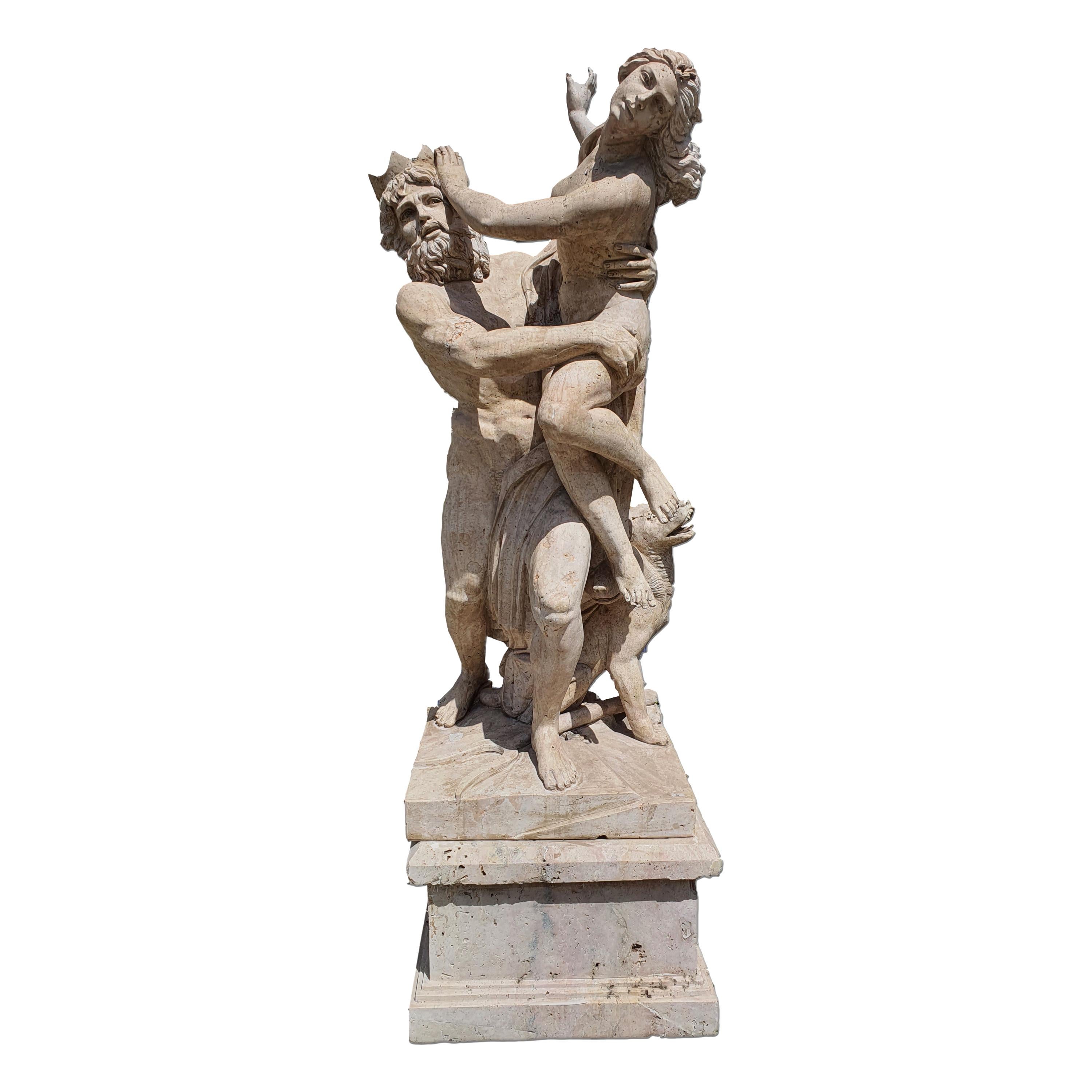 19th Century Roman Travertine Sculpture Finely Carved, Garden Furniture For Sale