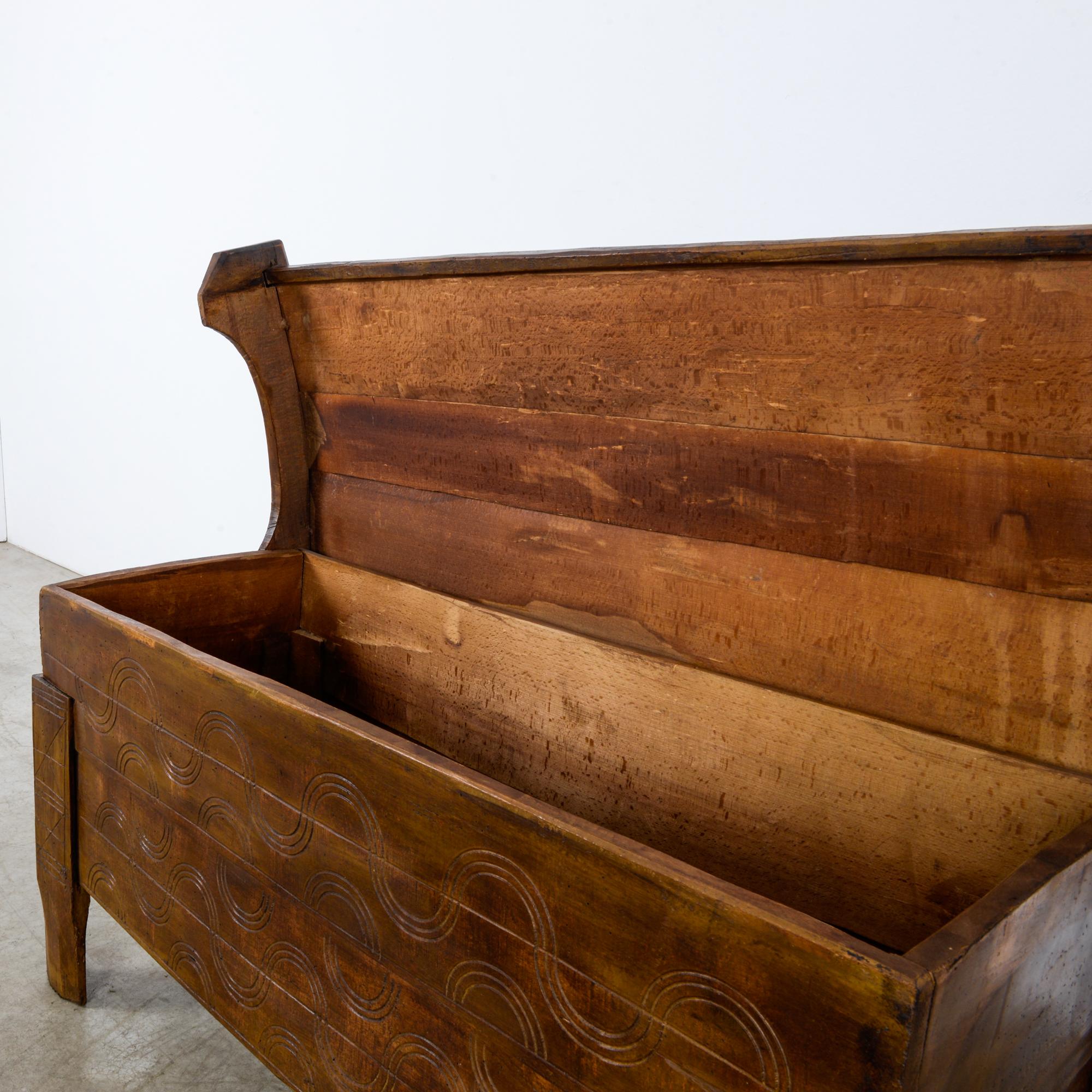 19th Century Romanian Wooden Trunk In Good Condition In High Point, NC