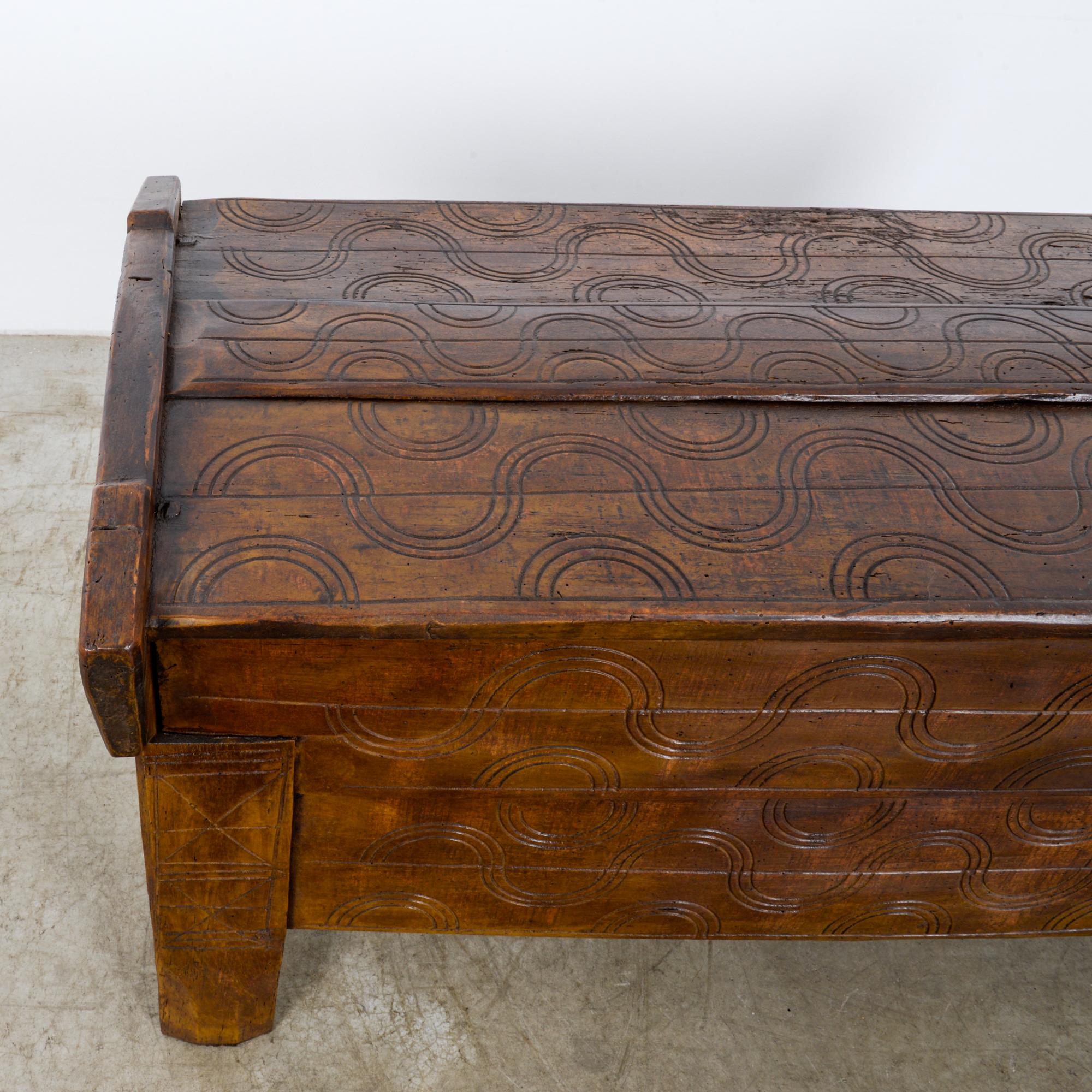 19th Century Romanian Wooden Trunk 3