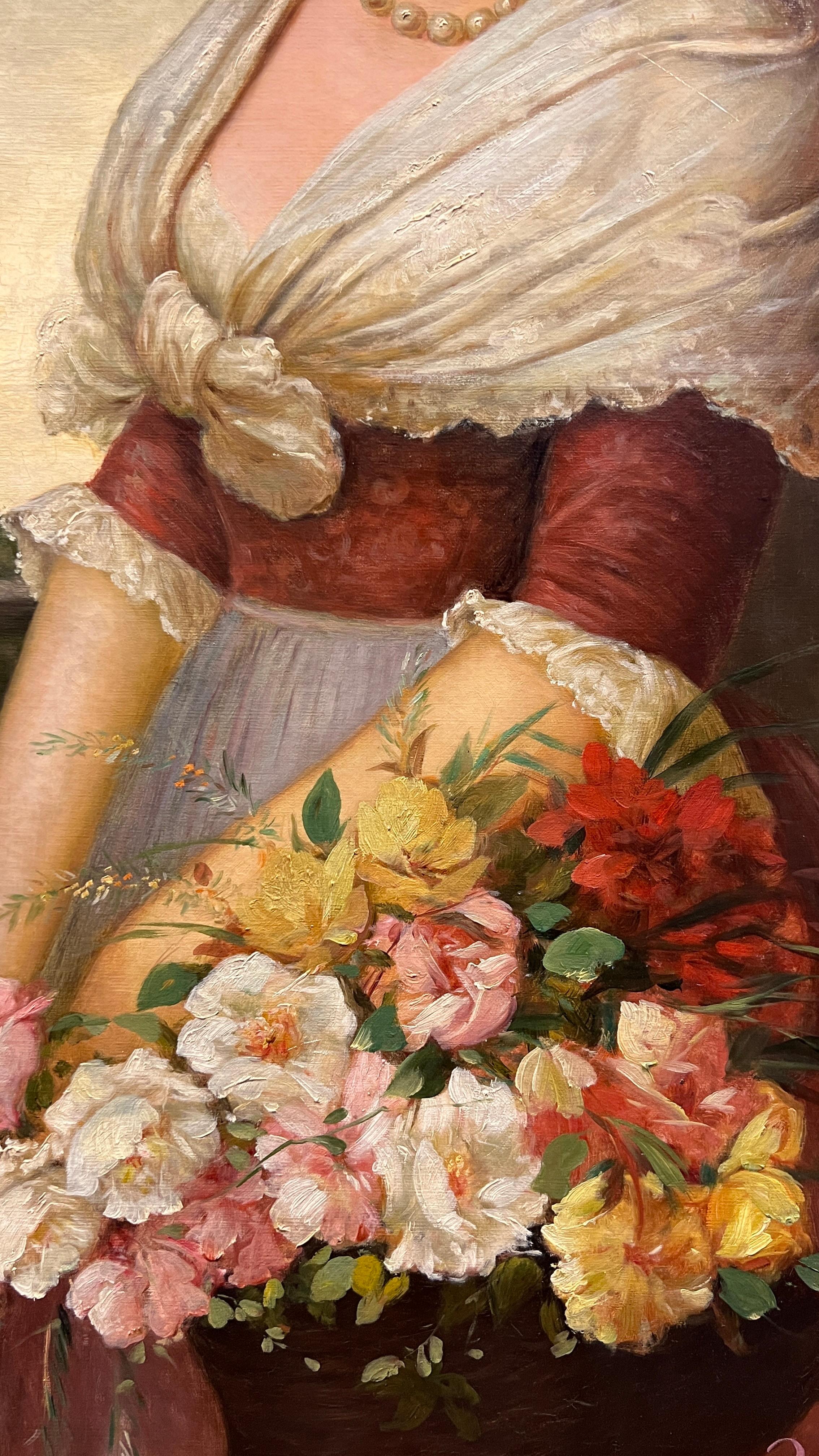 19th Century Romantic Austrian Female Portrait Oil Painting Signed H Rodeck For Sale 11